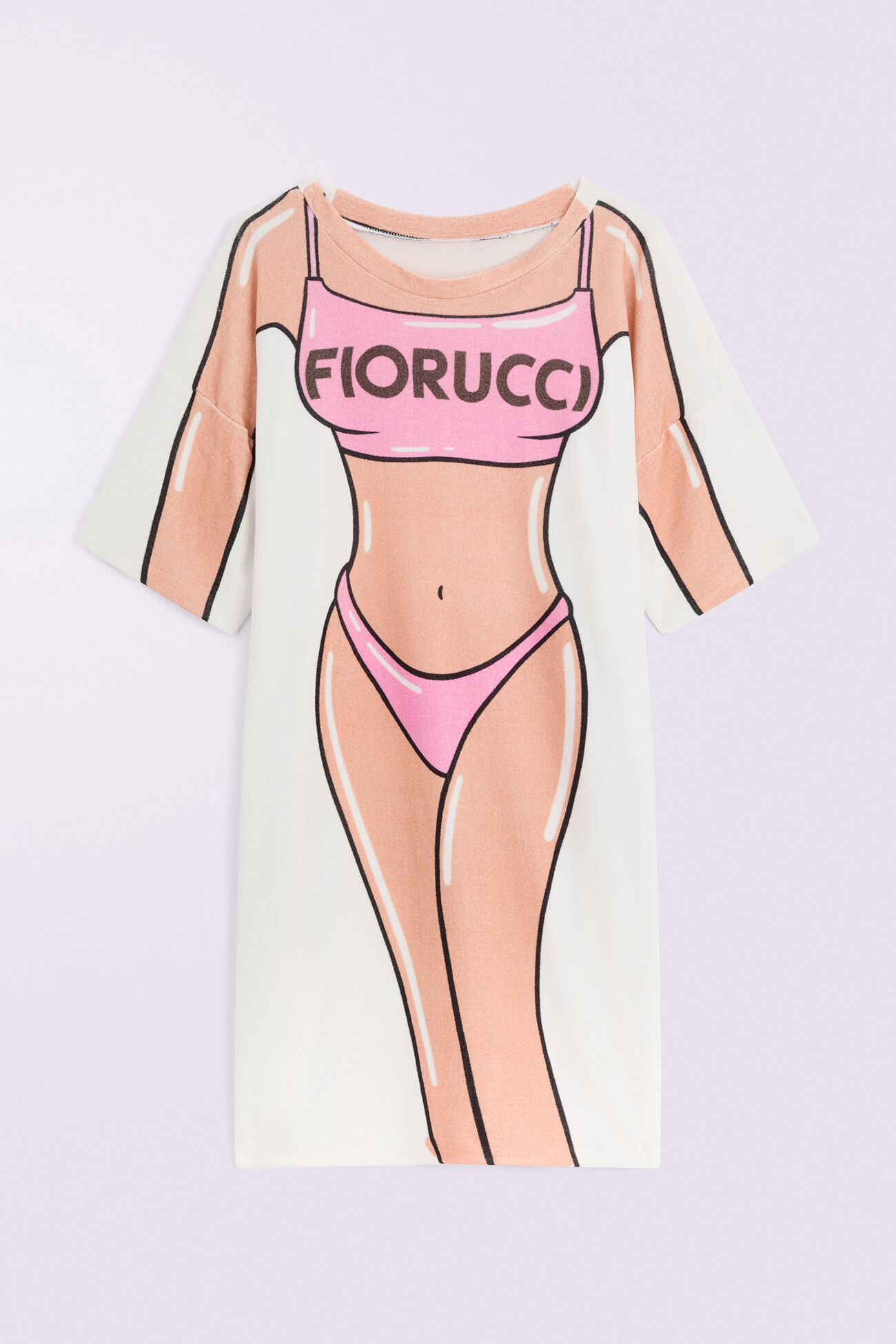 Bikini Print Velour Mini T-Dress Multi