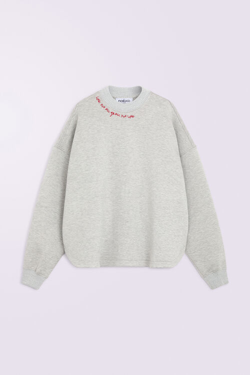 Unisex Embroidered Neoprene Sweatshirt Grey