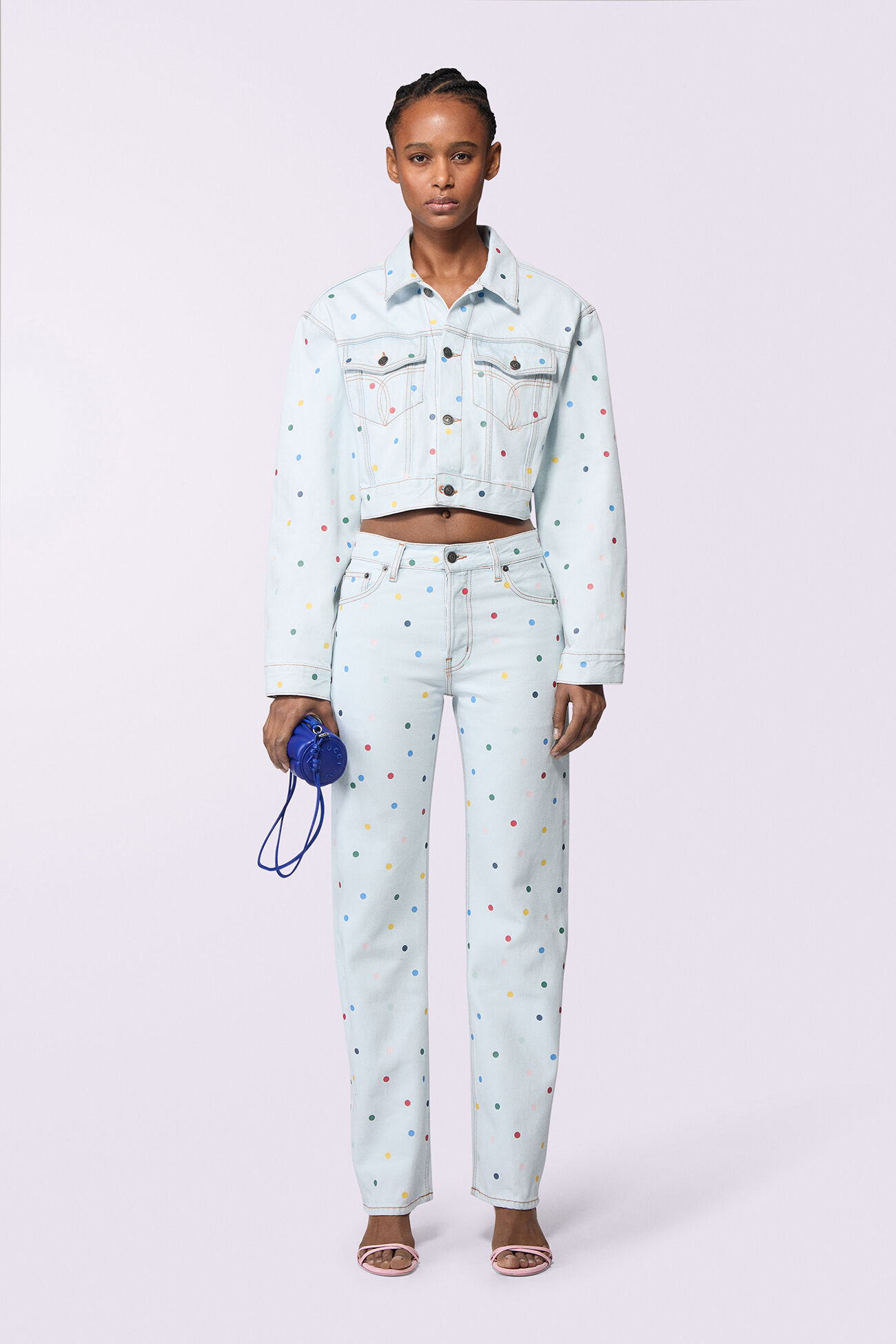 Unisex Confetti Straight Fit Jeans Bleach Blue