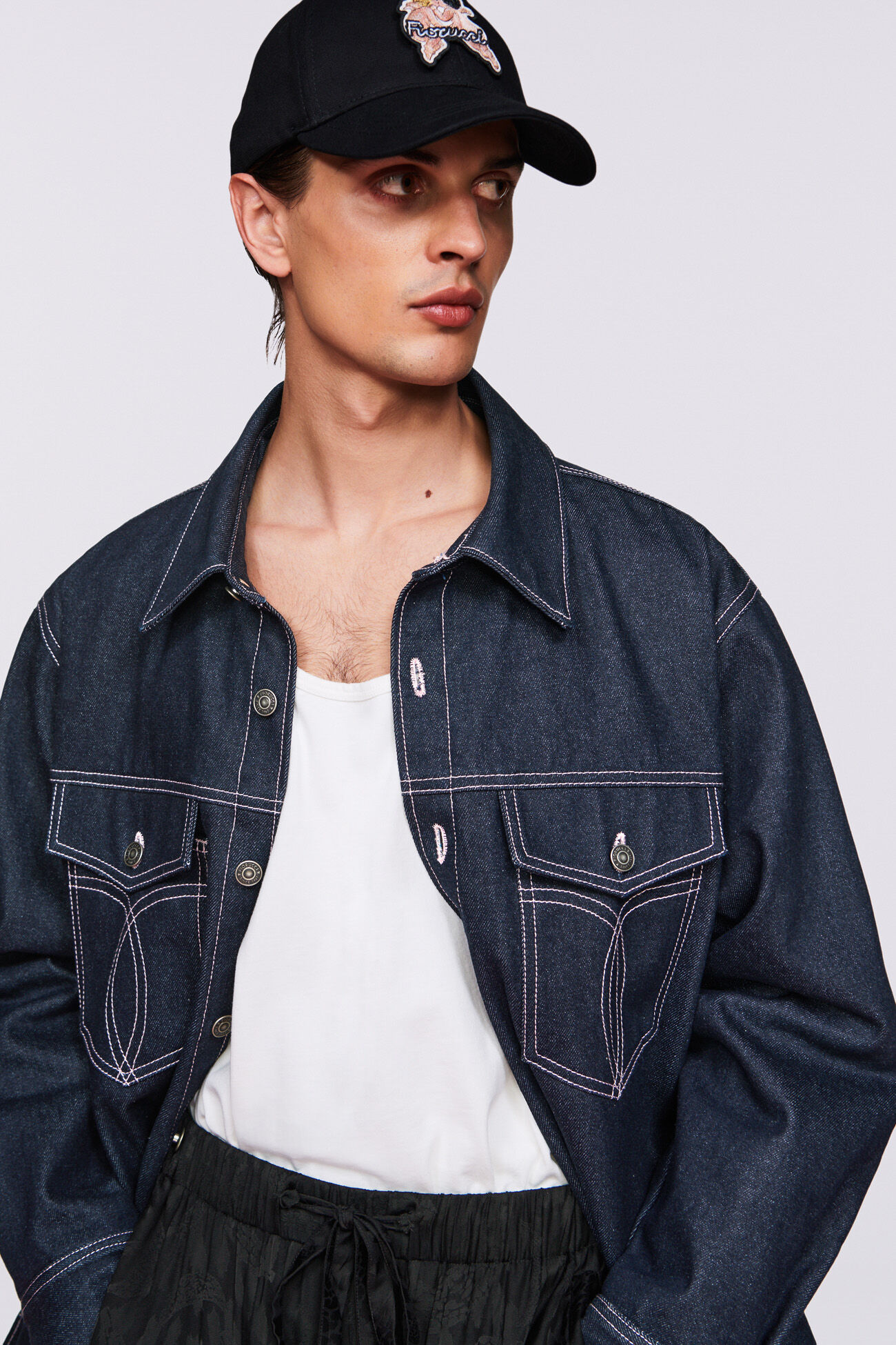 Embroidered Denim Overshirt Indigo