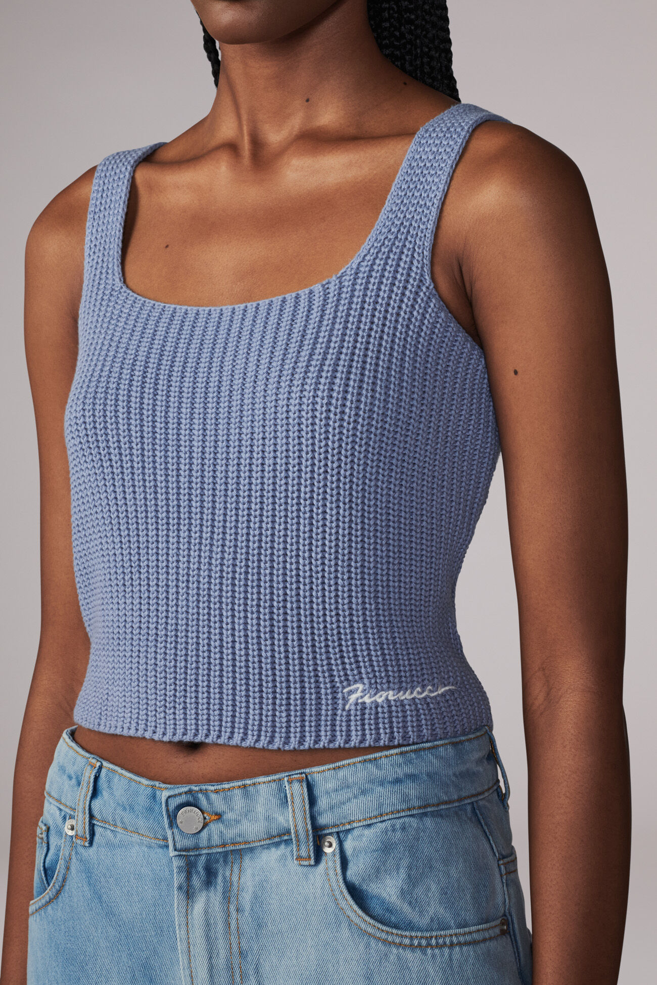 Squiggle Logo Crochet Top Blue