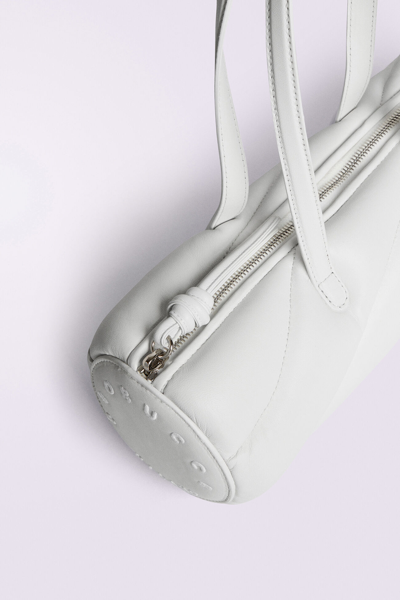 Mella Leather Baguette Bag White