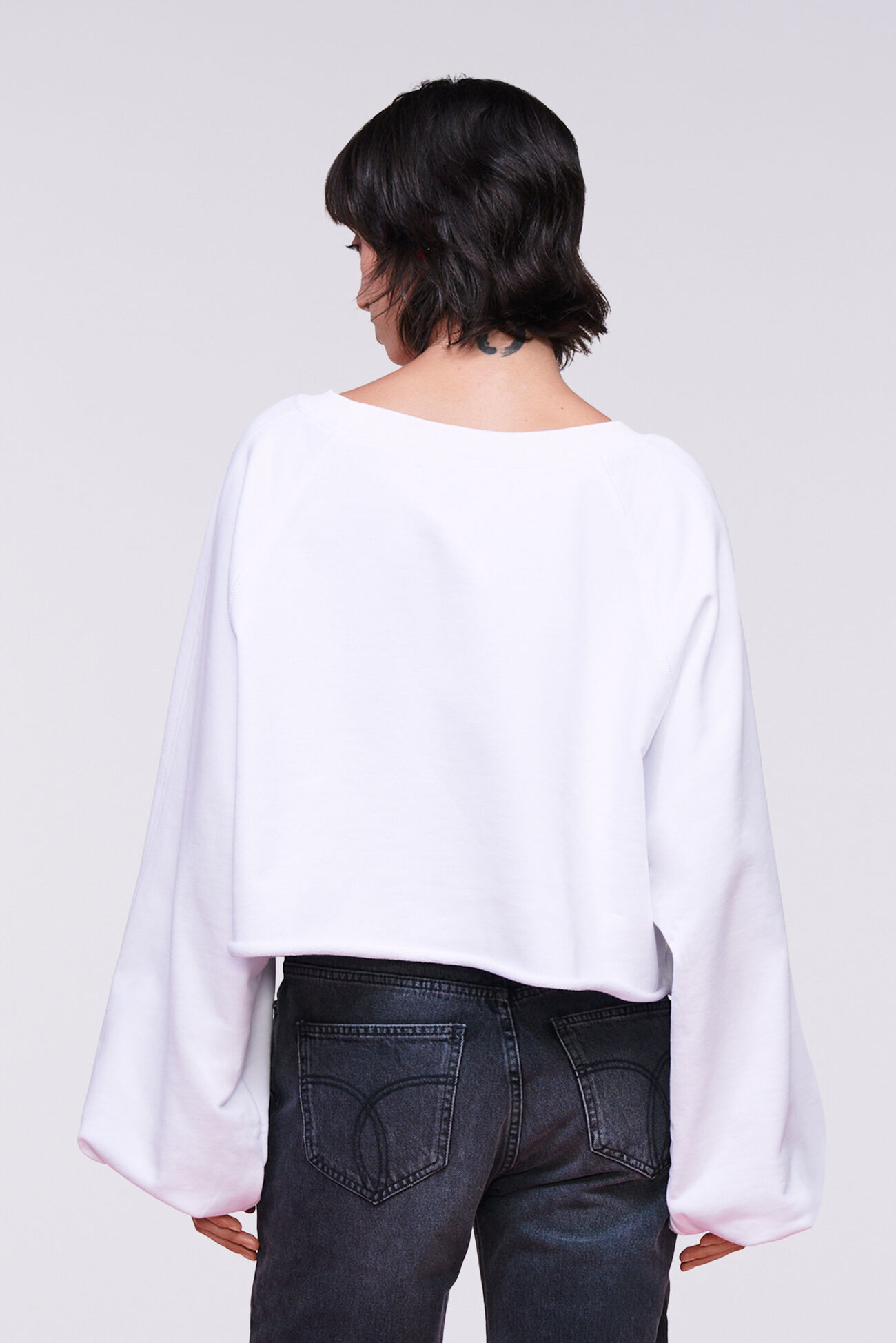 I Love Fiorucci Crop Sweatshirt White