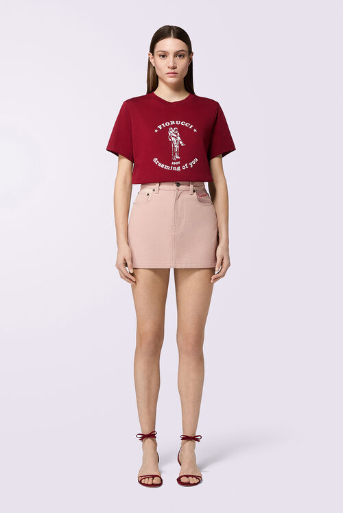 Denim Mini Skirt Beige