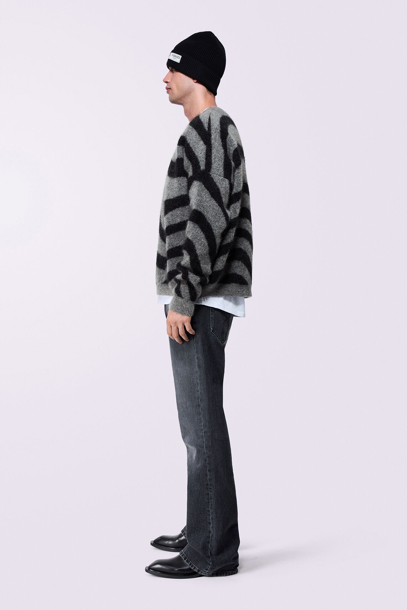 Unisex Candy Stripe Knit Jumper Black