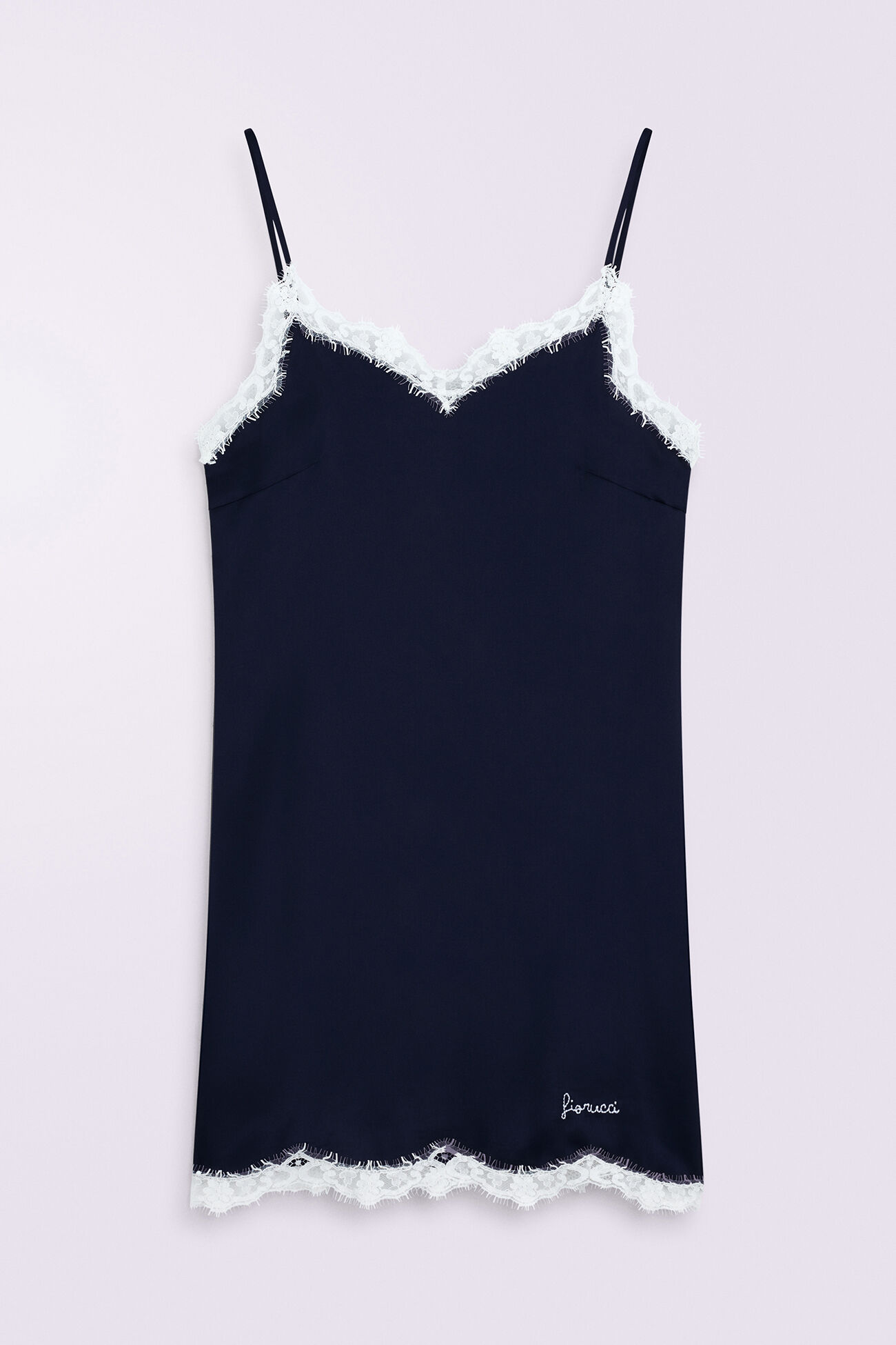 Lace Trim Slip Mini Dress Navy