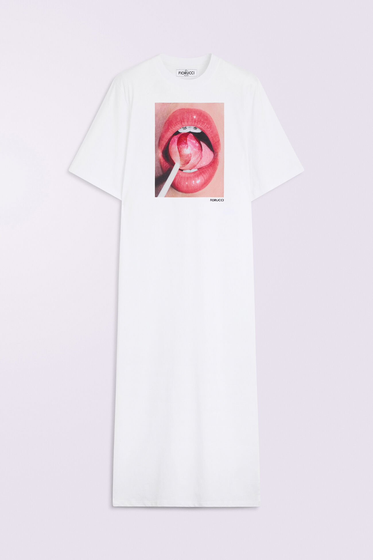 Lollipop Mouth Maxi T-Dress White