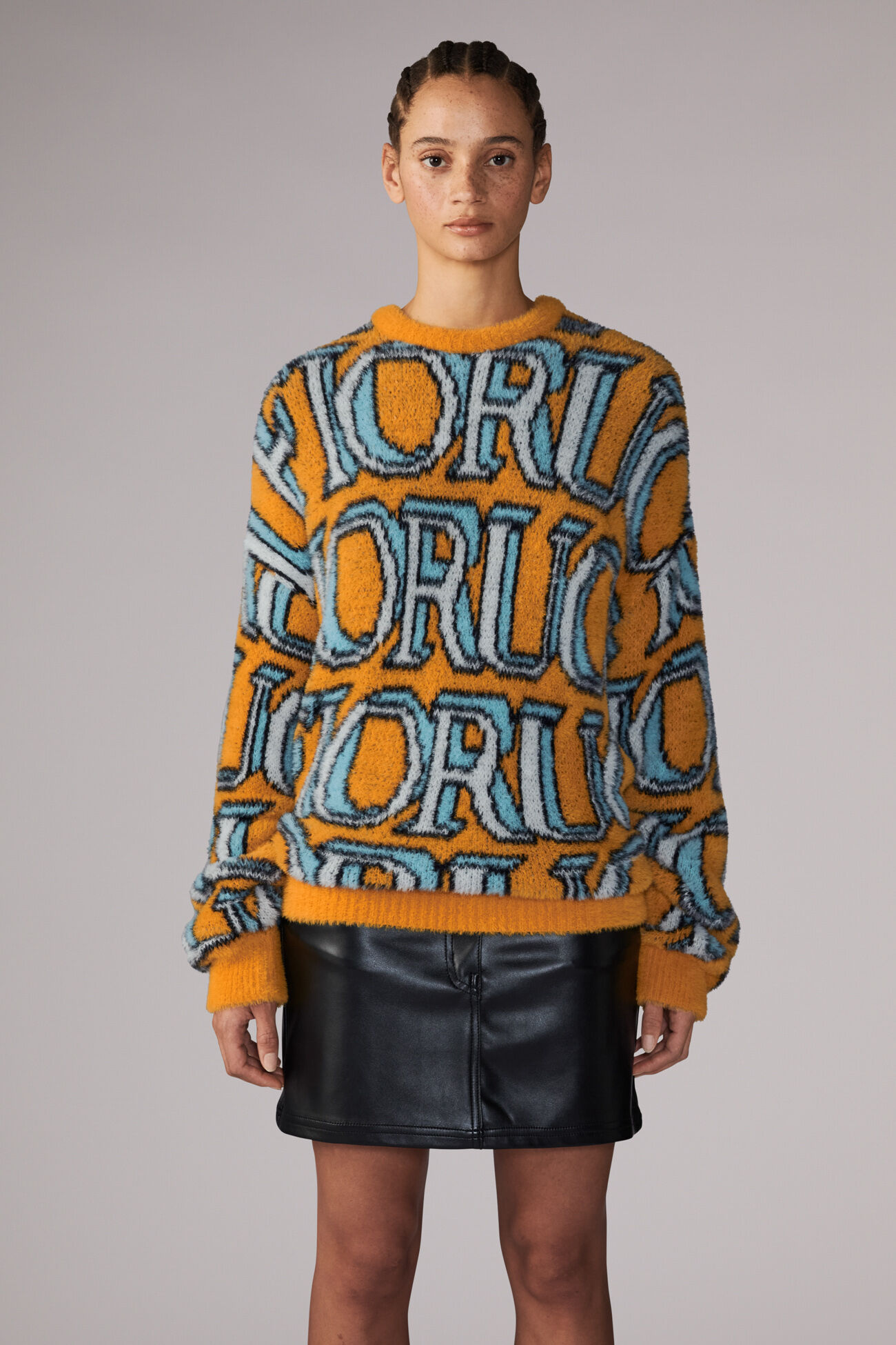 Unisex Monogram Logo Knit Jumper Orange