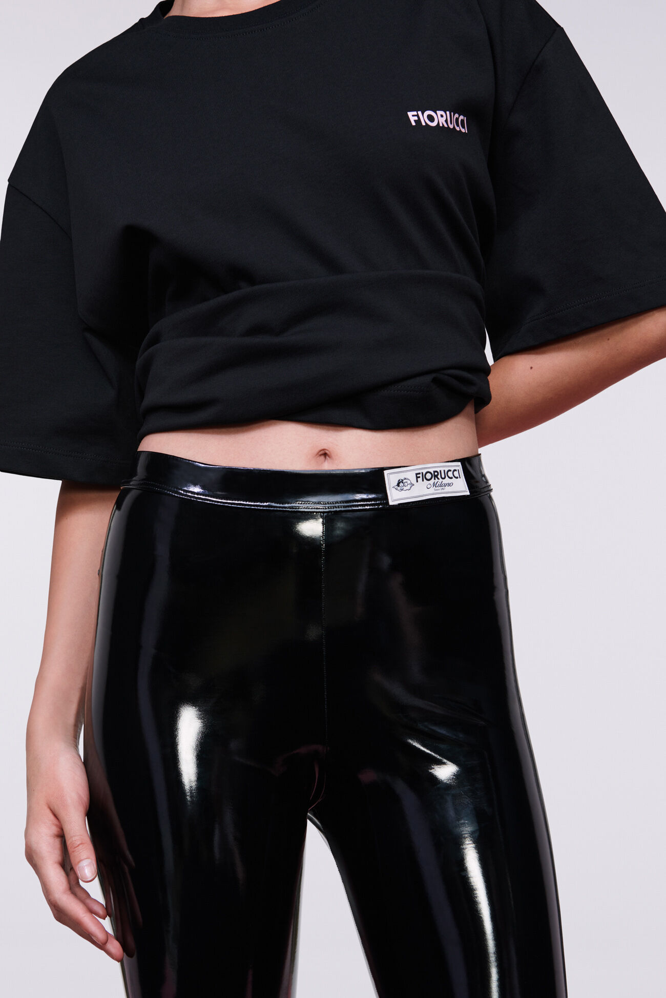 Vinyl Footed Leggings Black