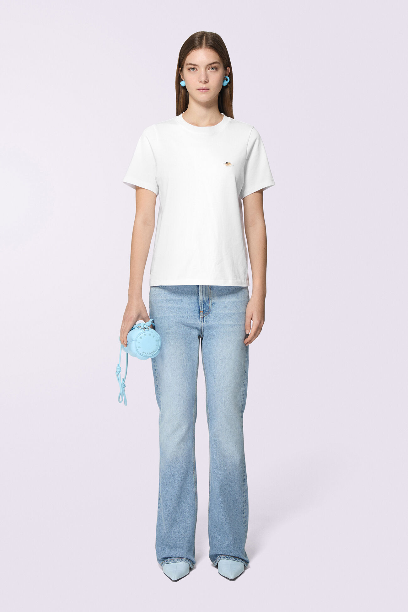 Unisex Heart Flare Jeans Light Blue