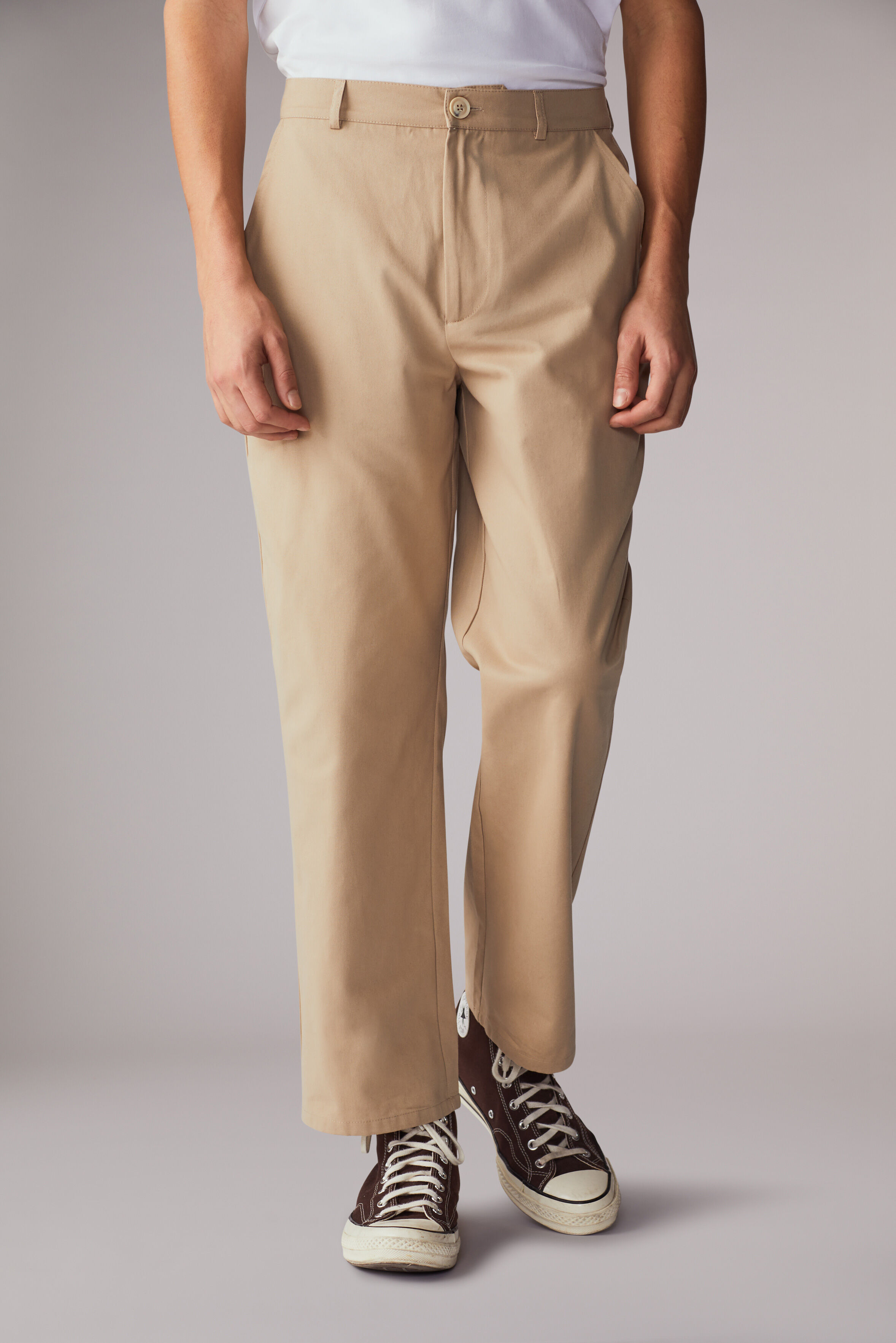 Logo Patch Trousers Brown