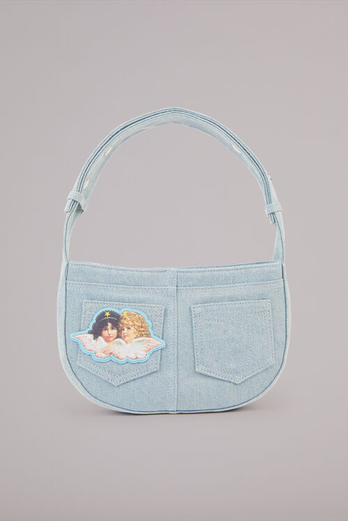 Angels Patch Denim Shoulder Bag Light Vintage
