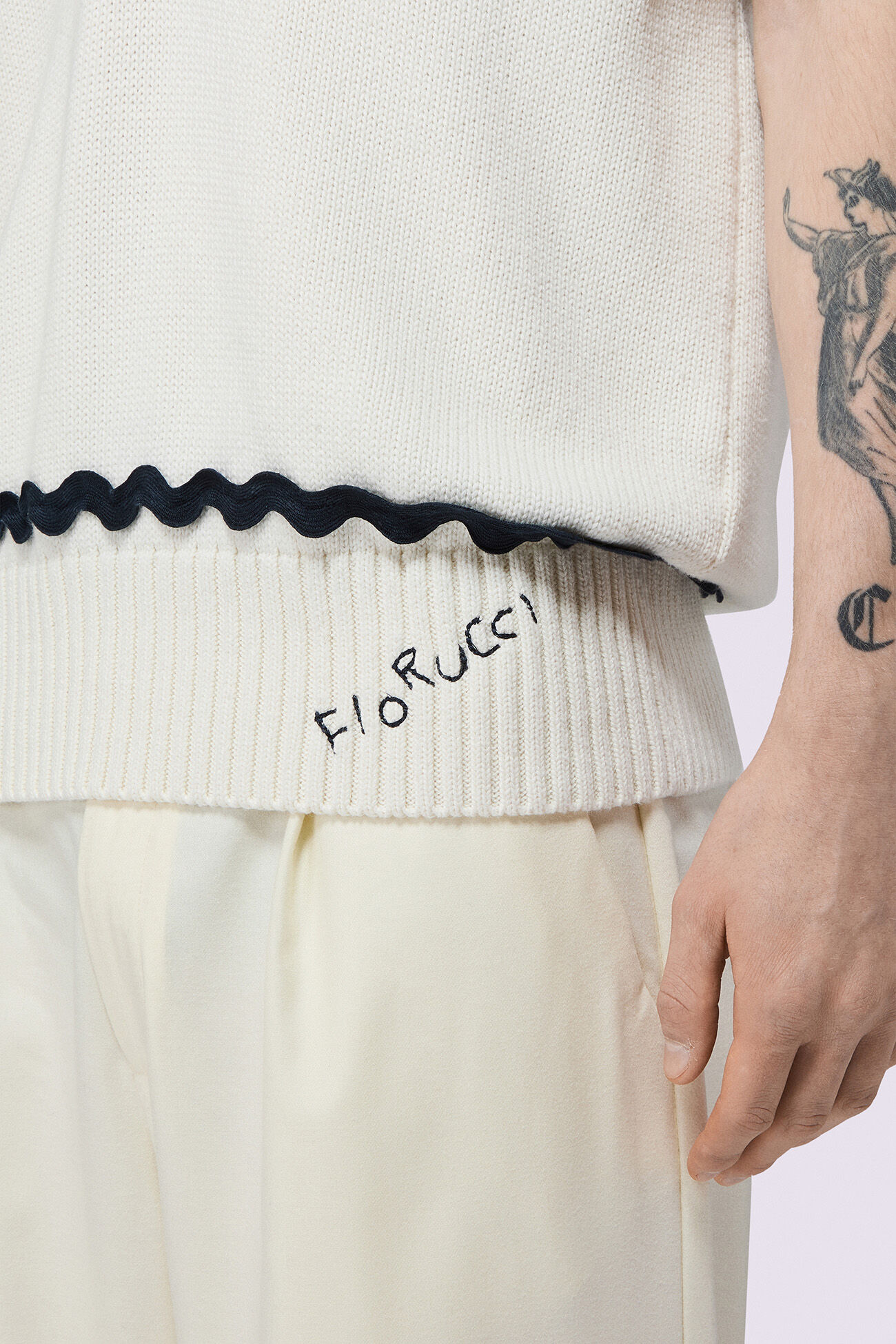 Embroidered Knit Vest White