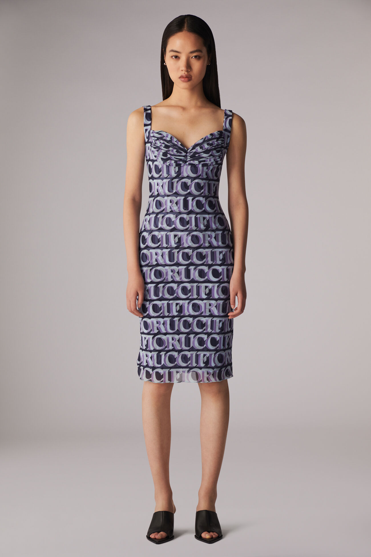 Monogram Logo Midi Dress Navy
