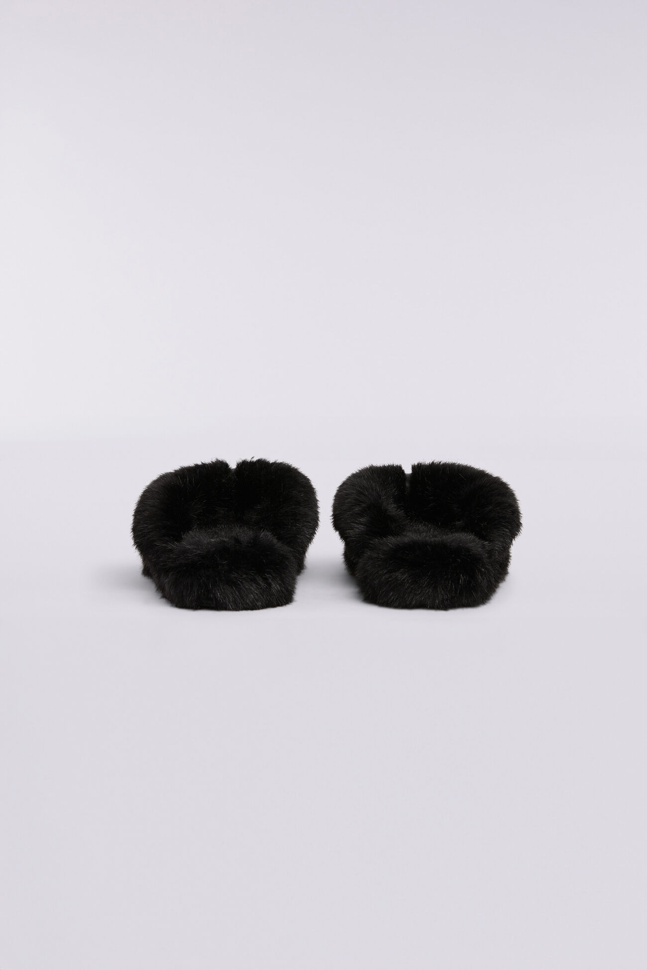 Faux Fur Fluff Flops Black