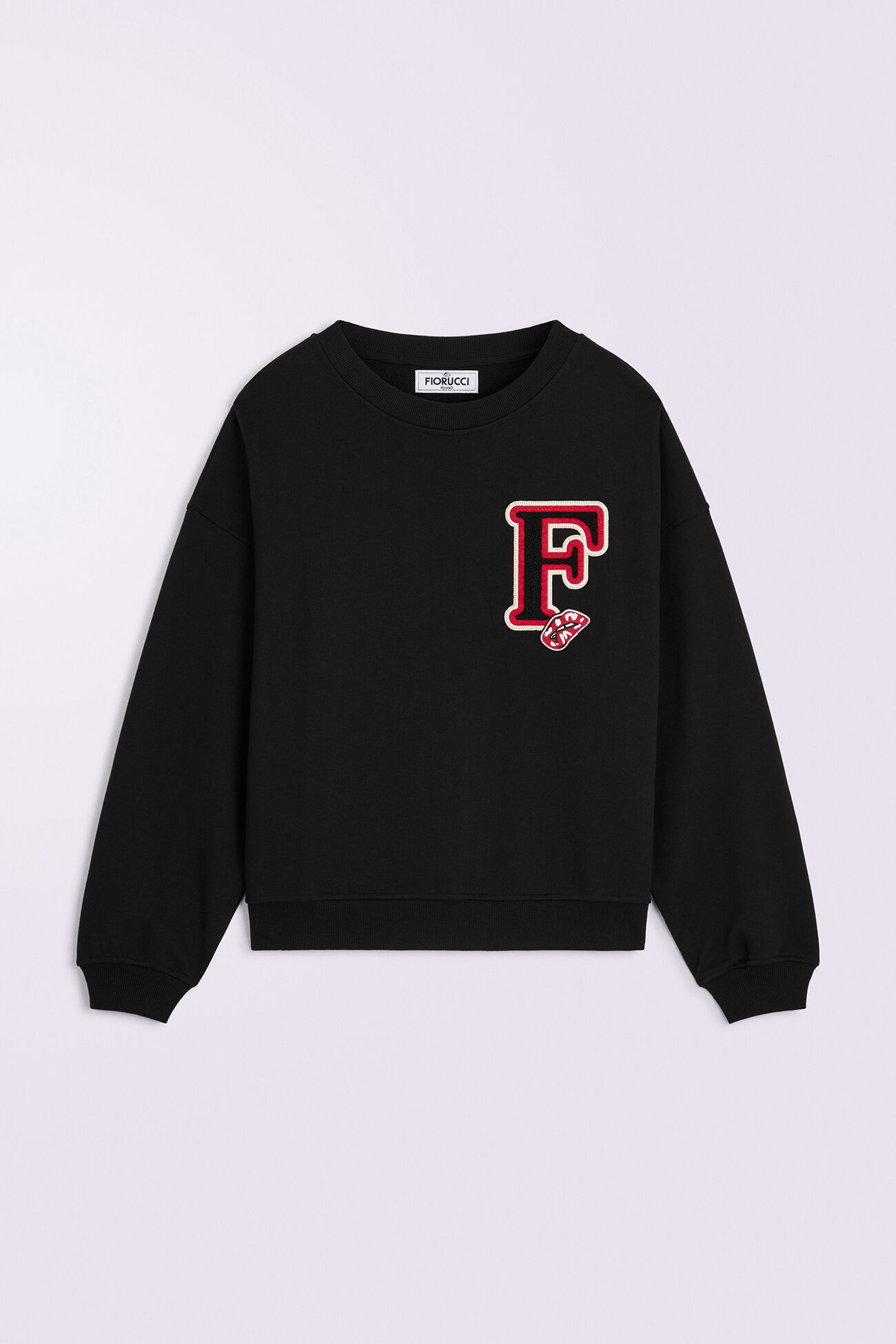 Unisex Varsity Patch Sweatshirt Black