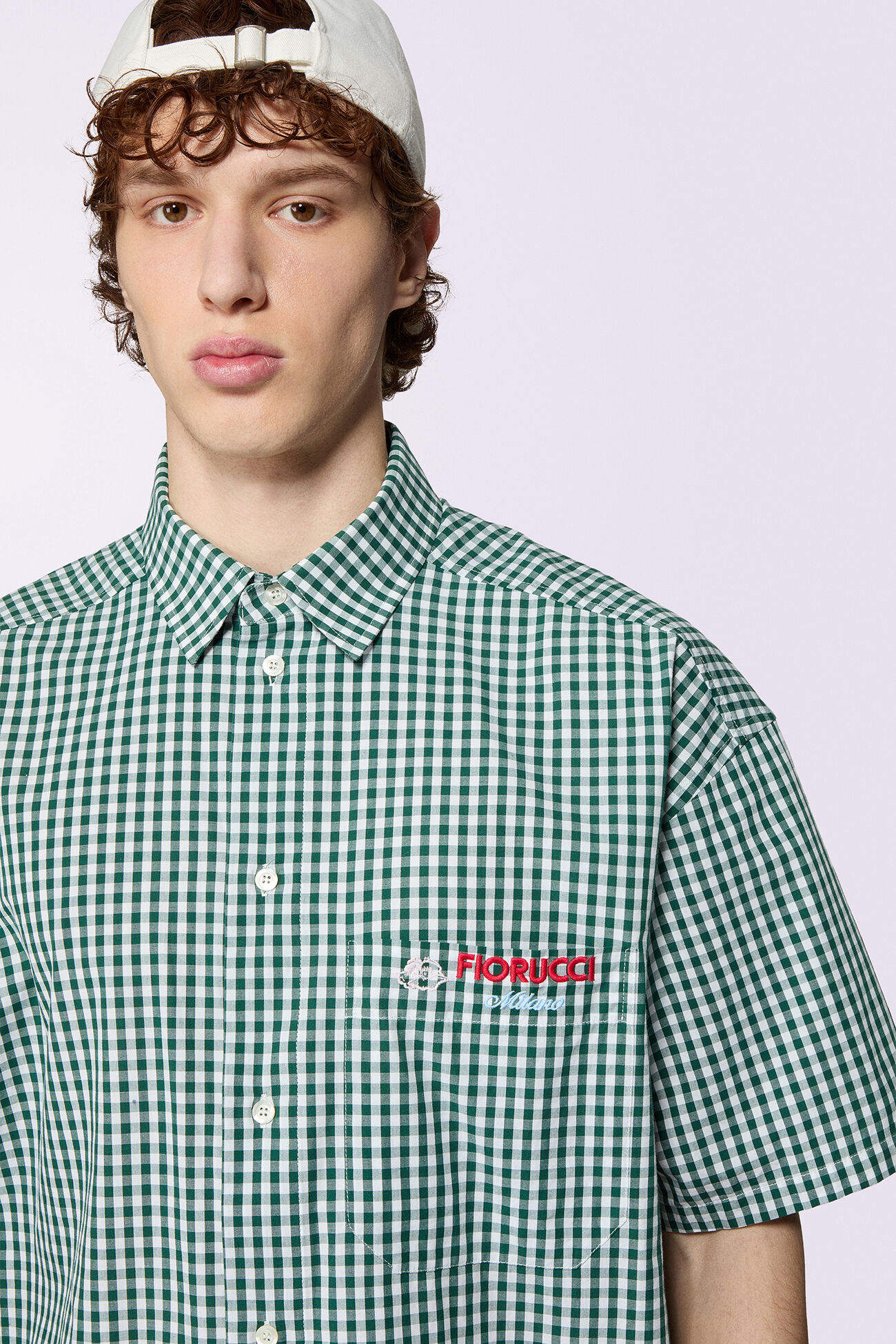 Gingham Logo Bowling Shirt Green