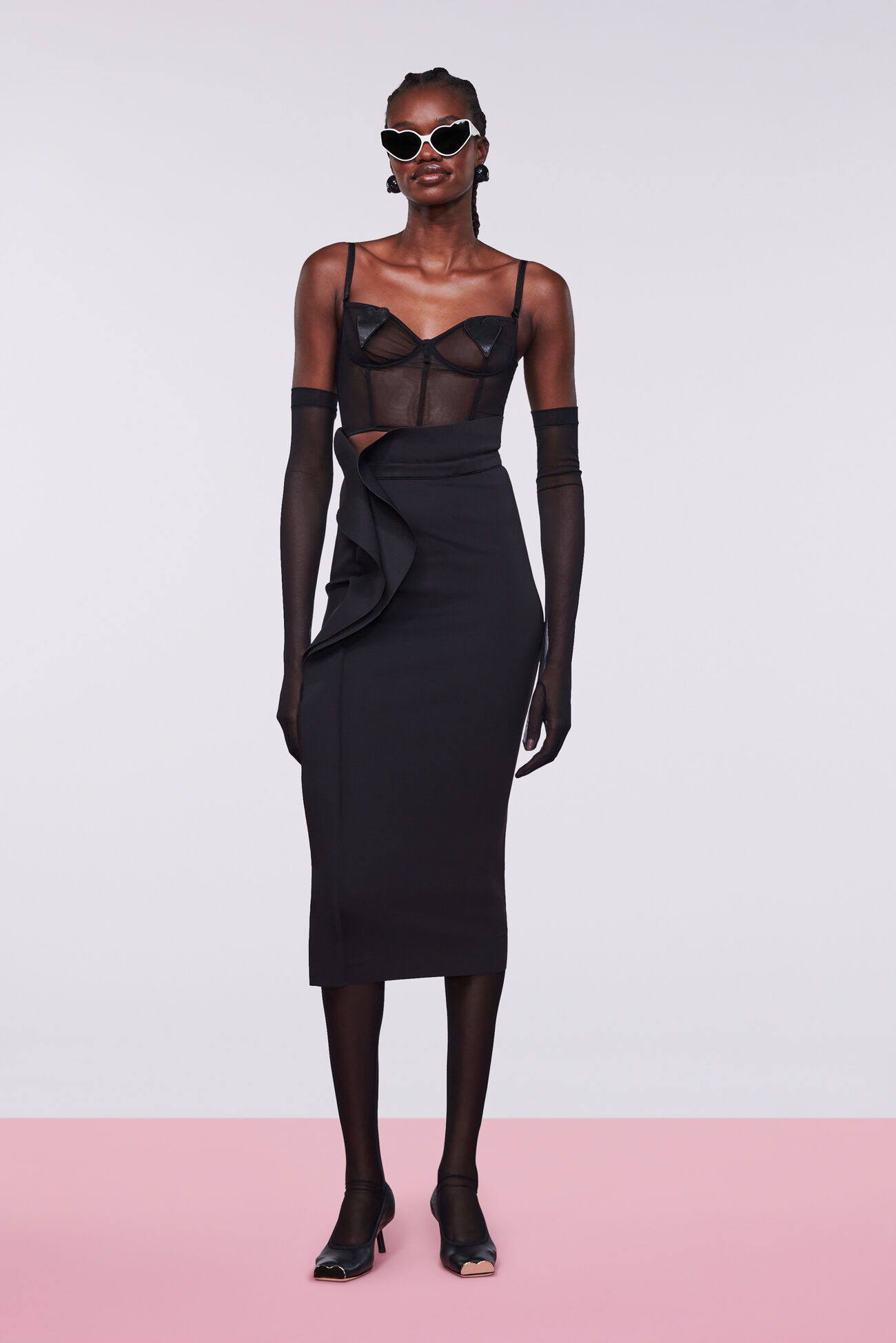 Ruffle Midi Skirt Black