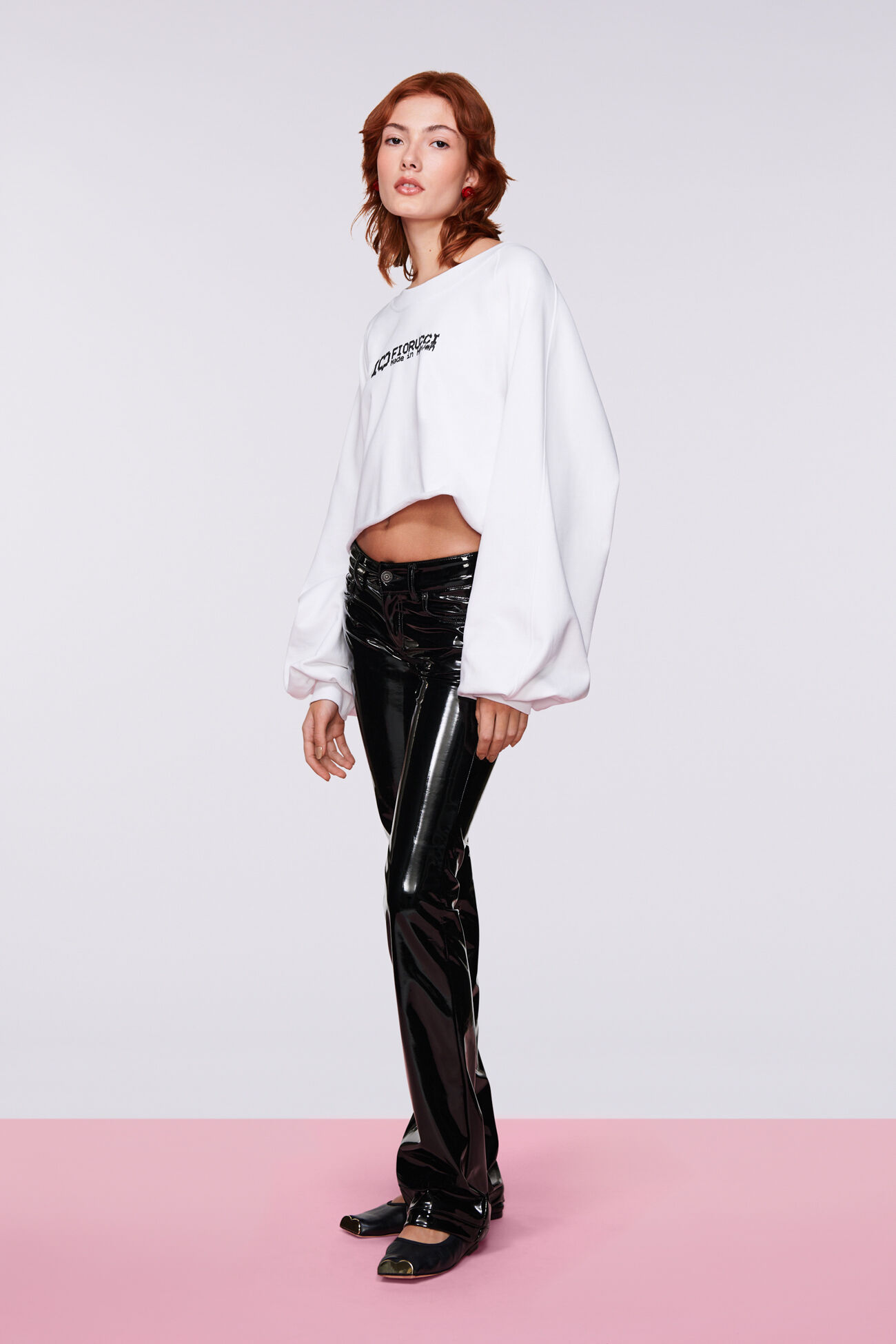 Vinyl Bootcut Trousers Black
