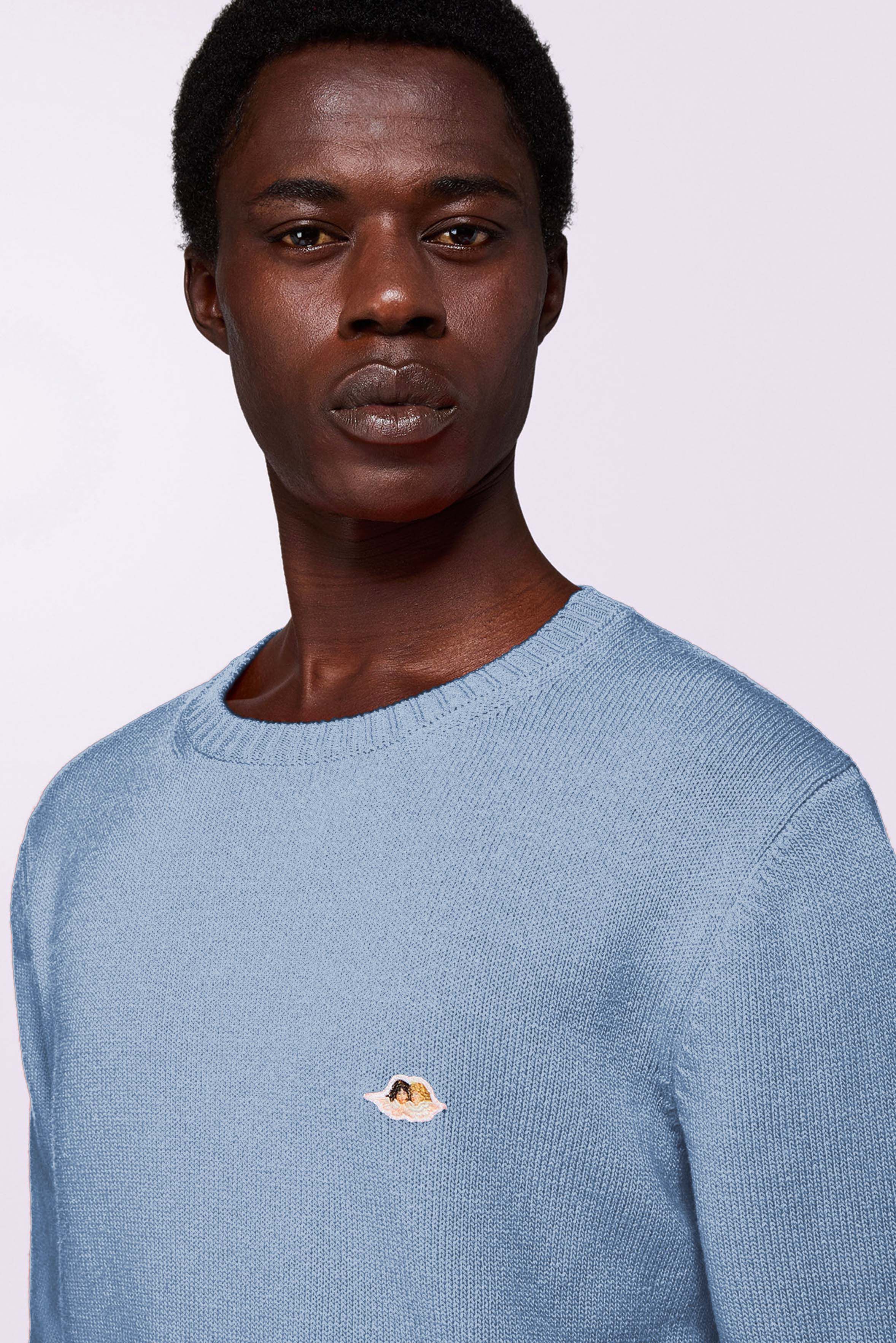 Angels Patch Knit Jumper Light Blue