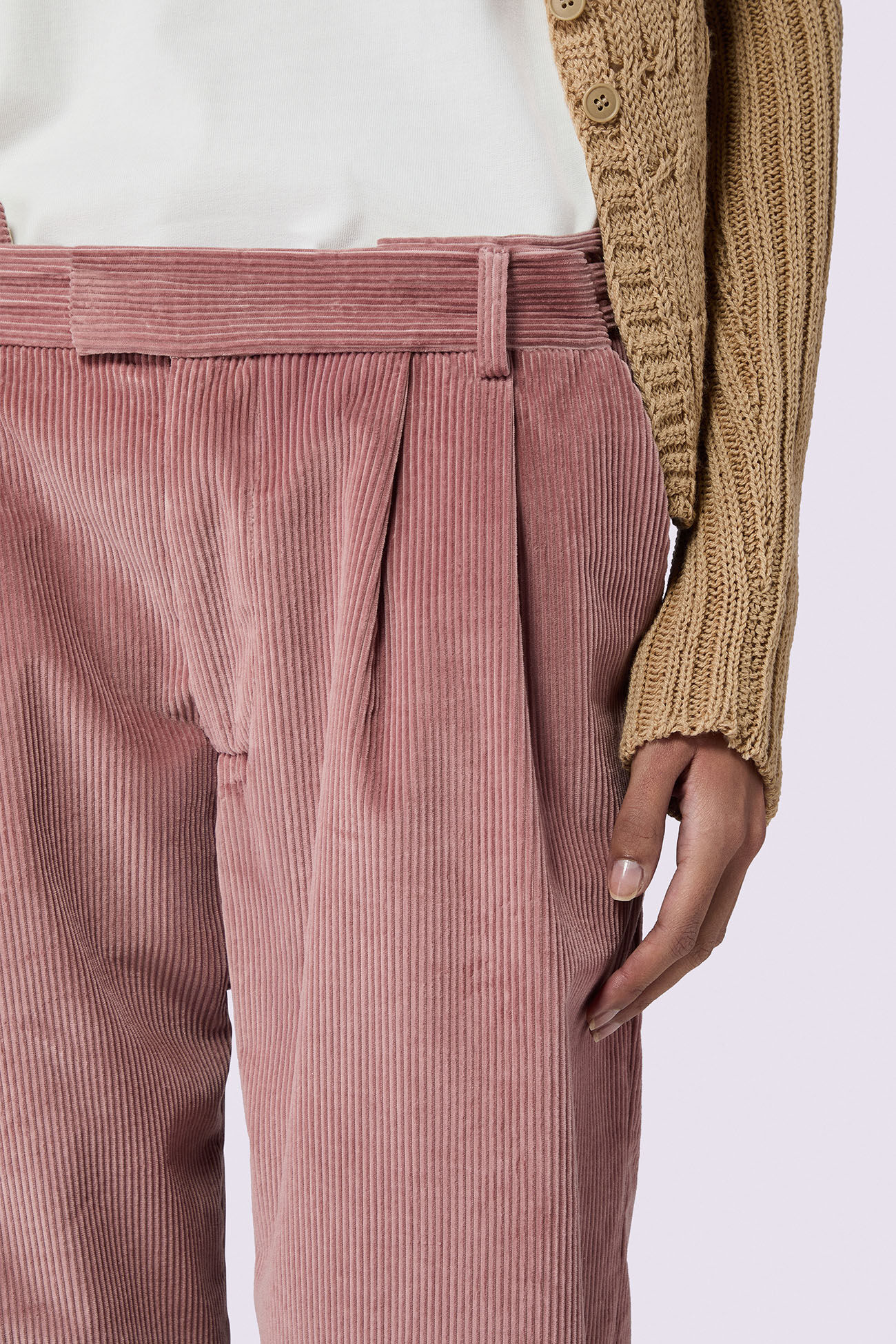 Logo Label Corduroy Trousers Pink