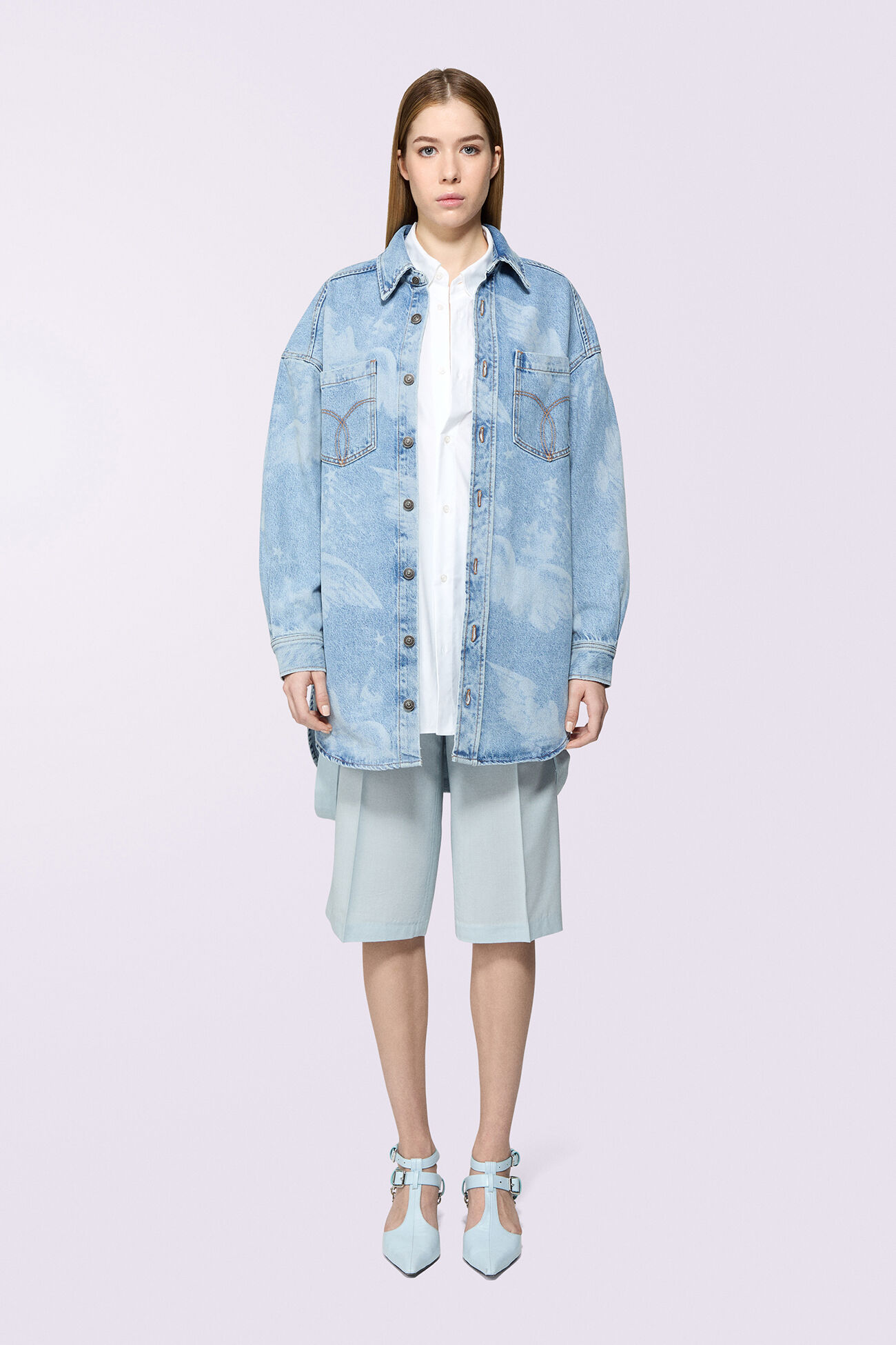 Angels Denim Shirt Dress Light Blue