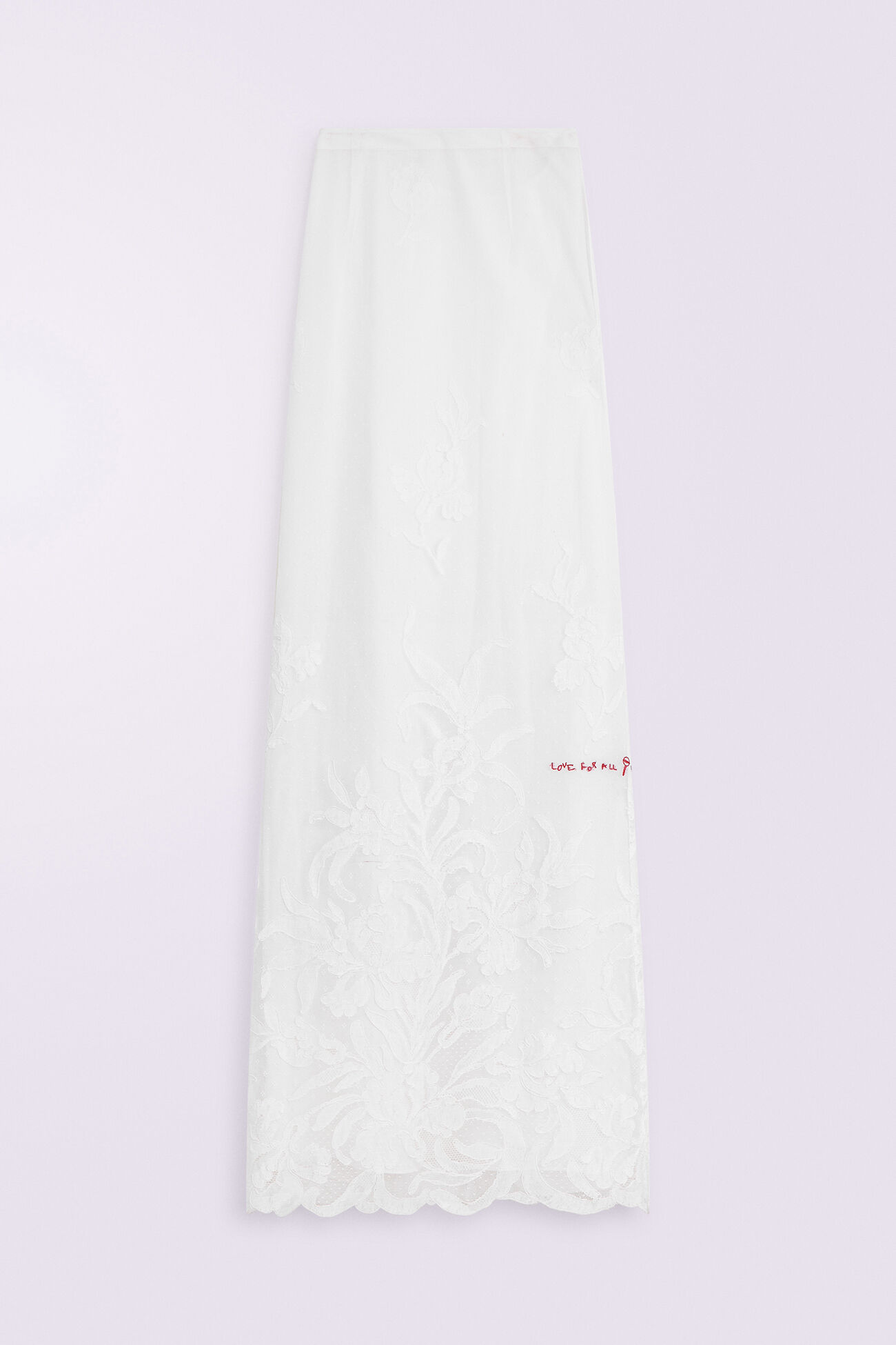 Embroidered Lace Maxi Skirt White