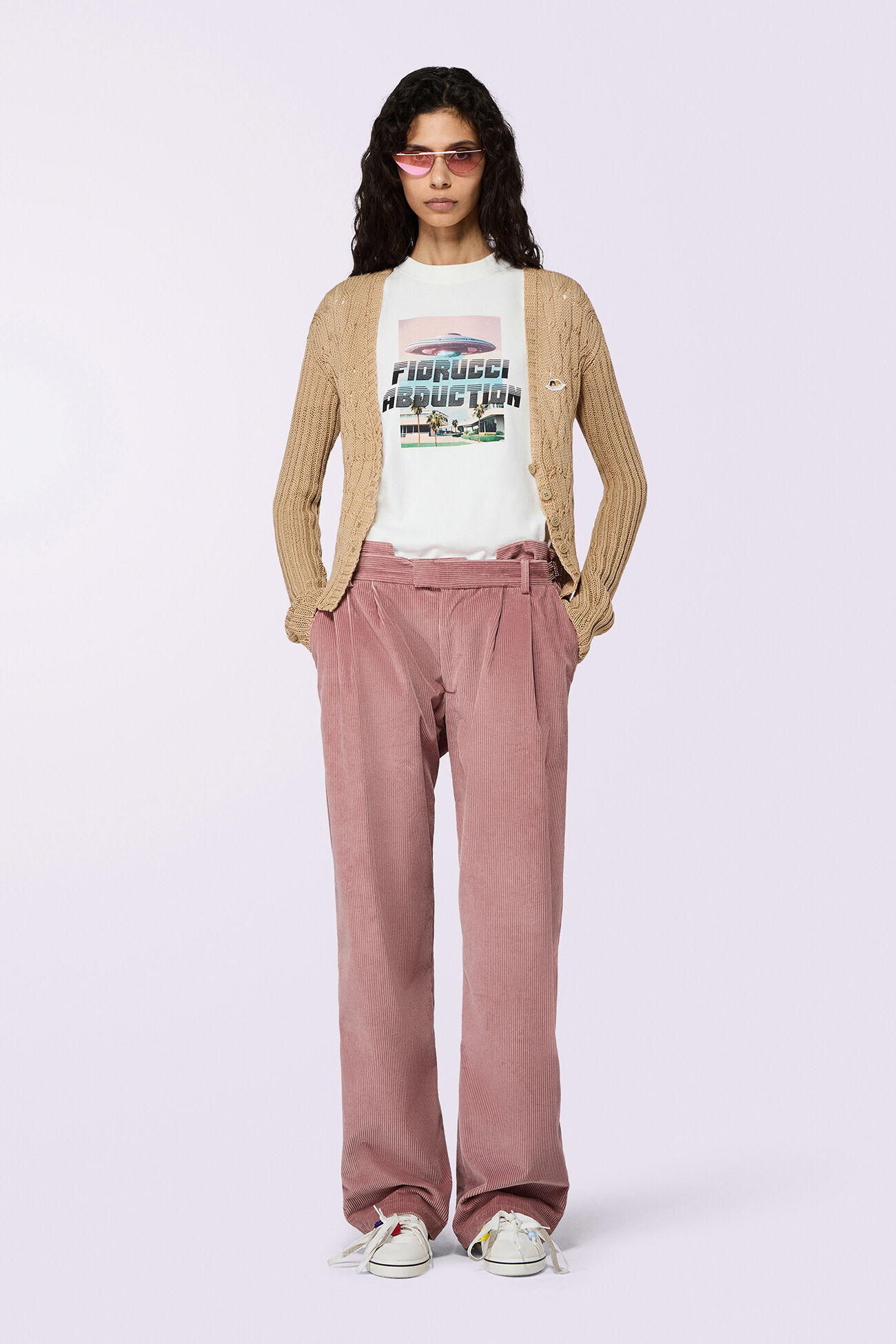 Angels Patch Cableknit Cardigan Beige