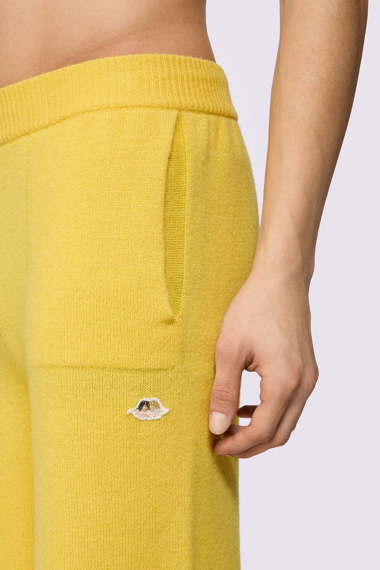Angels Patch Cashmere Trousers Yellow