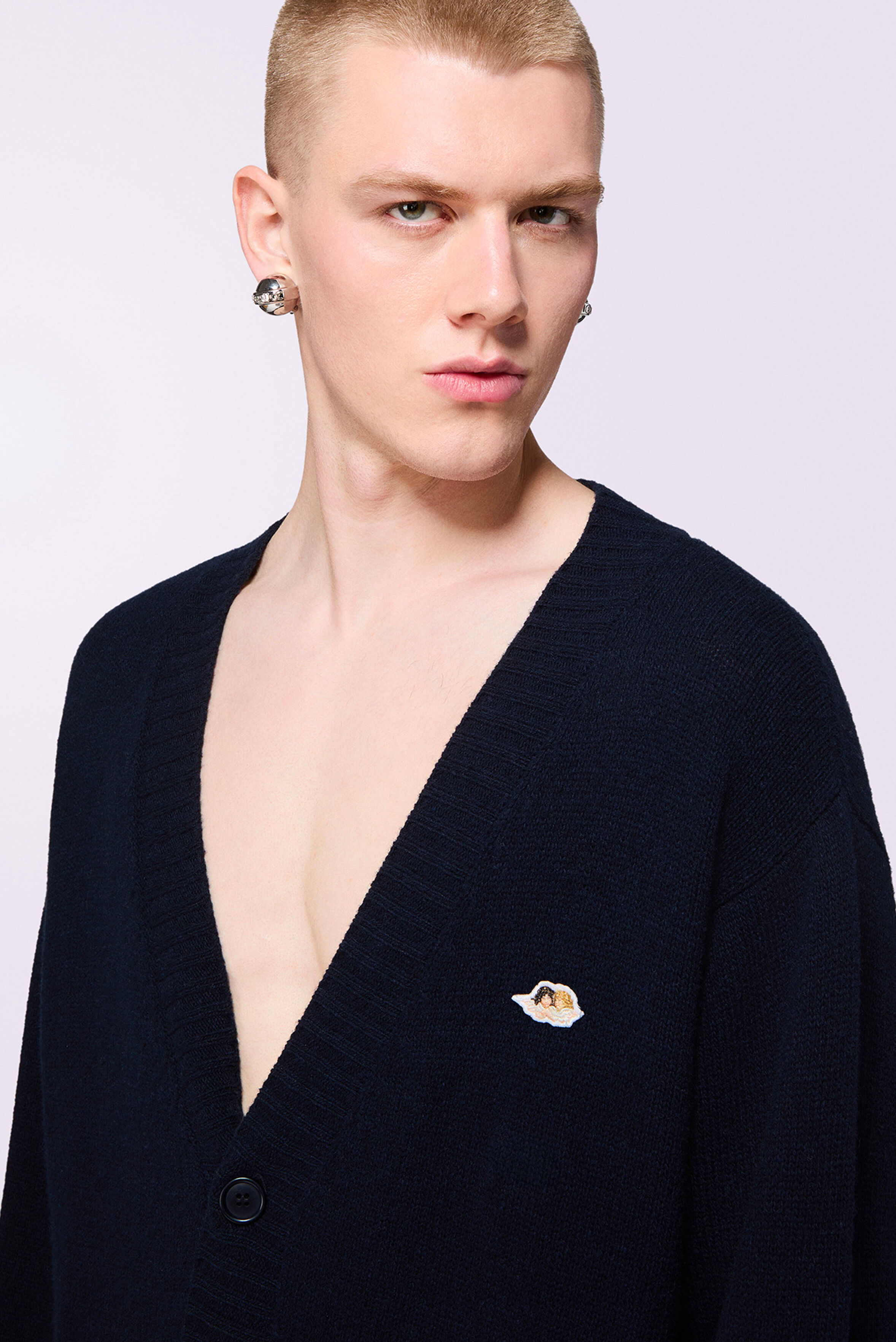 Angels Patch Oversized Cardigan Navy