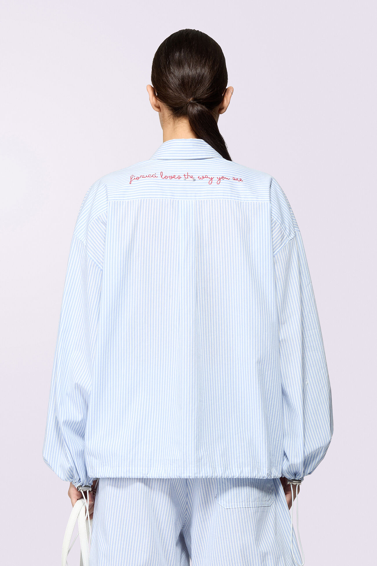 Embroidered Stripe Shirt Blue