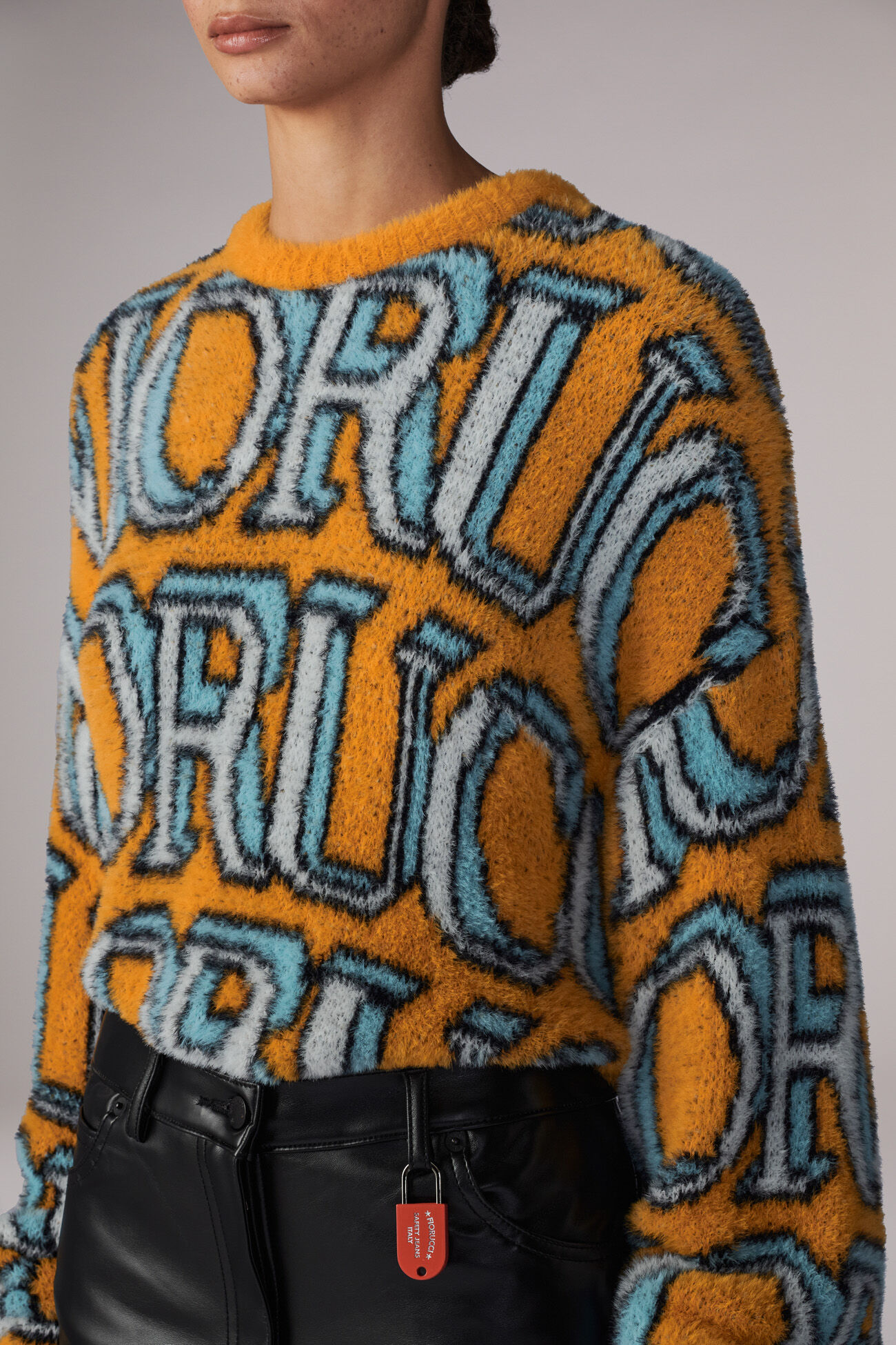 Unisex Monogram Logo Knit Jumper Orange
