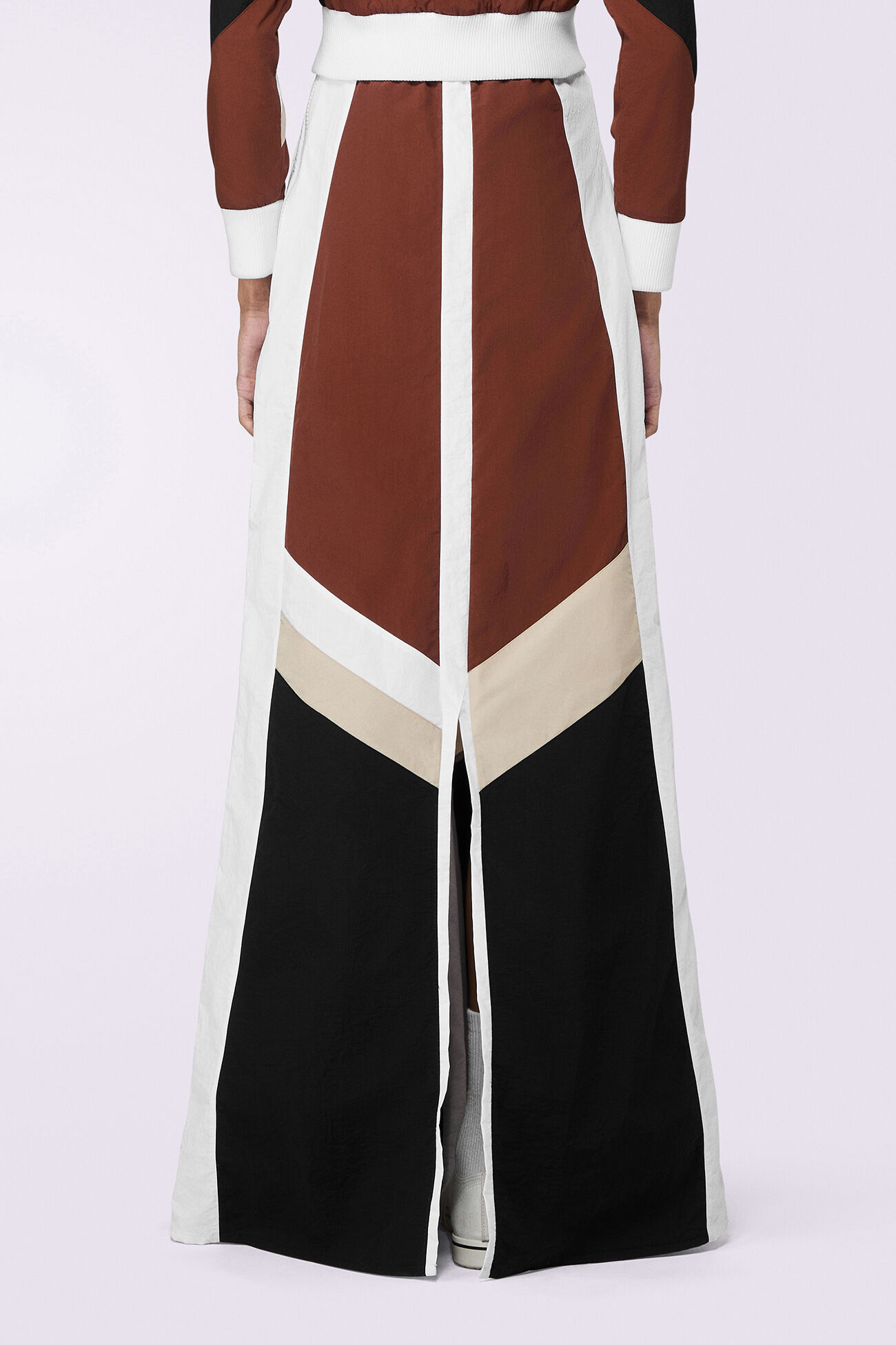 Angels Embroidery Track Maxi Skirt Brown