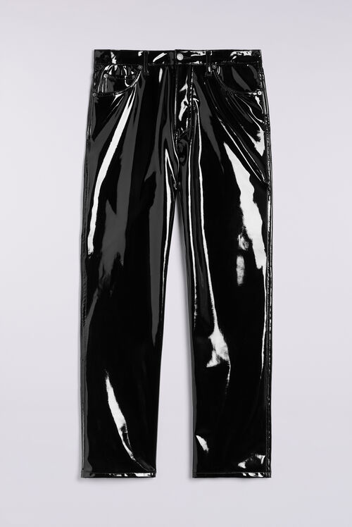 Unisex Straight Fit Vinyl Trousers Black