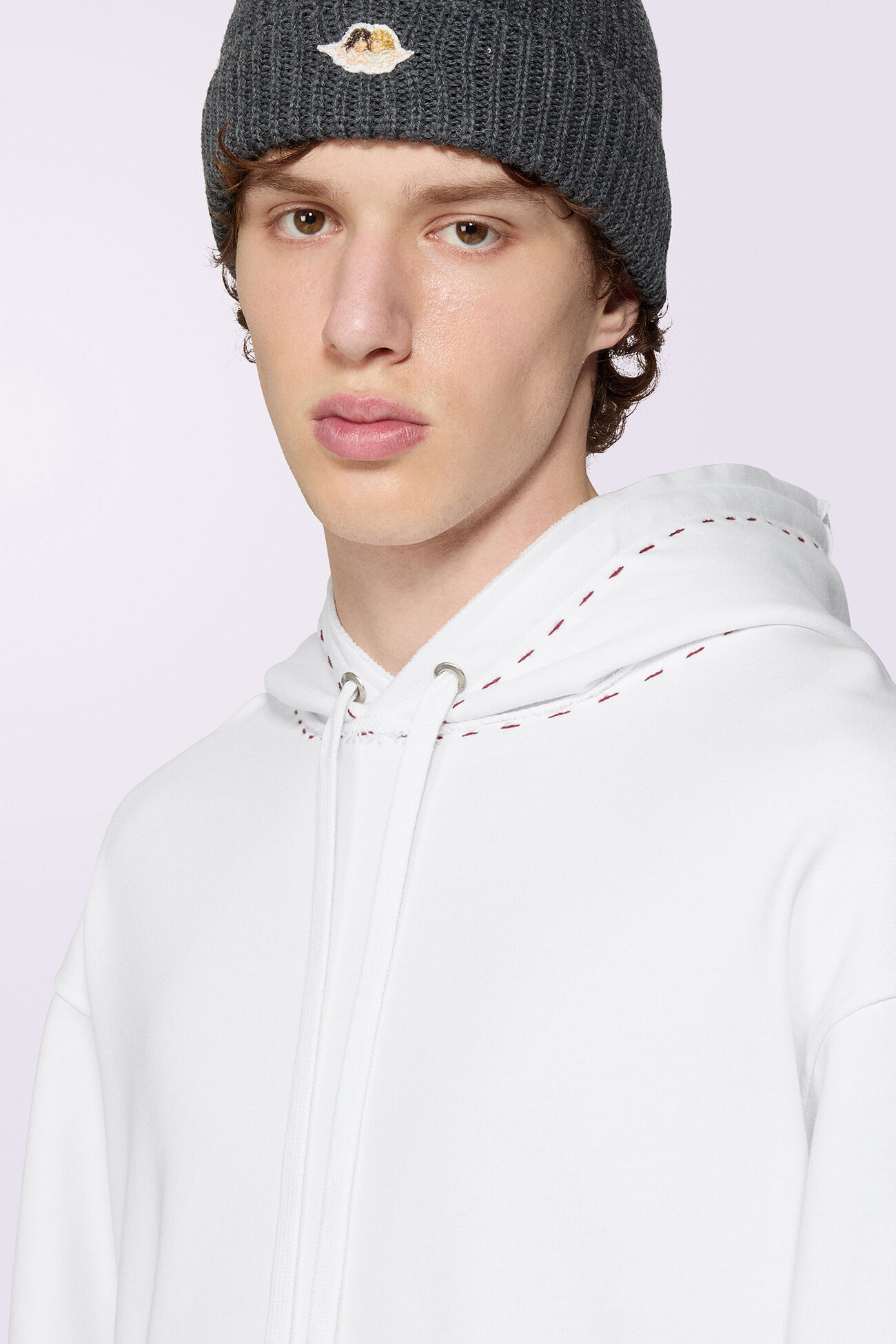 Stitch Logo Hoodie White