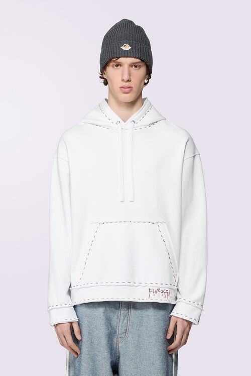Stitch Logo Hoodie White