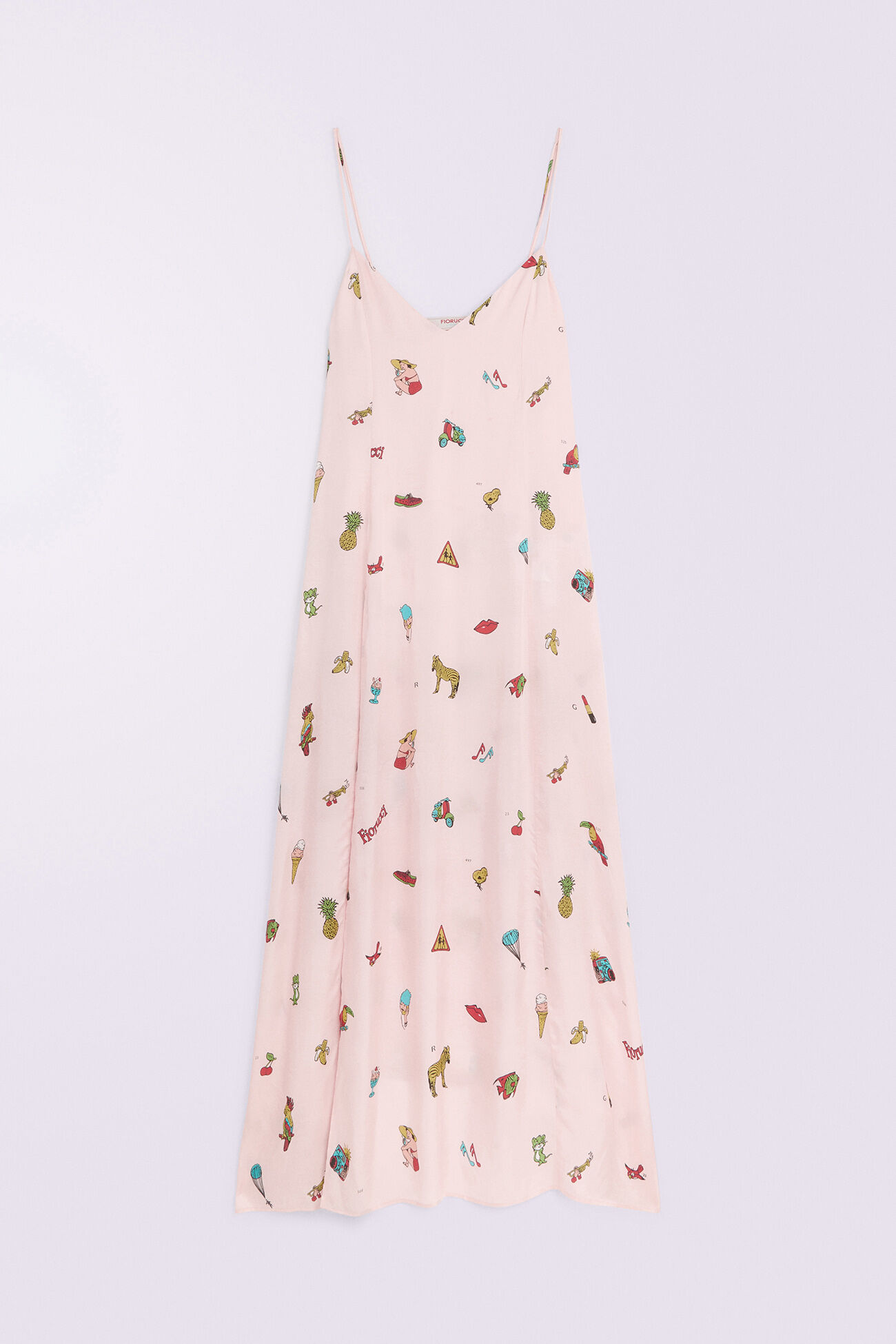 Toys Print Slip Maxi Dress Pink