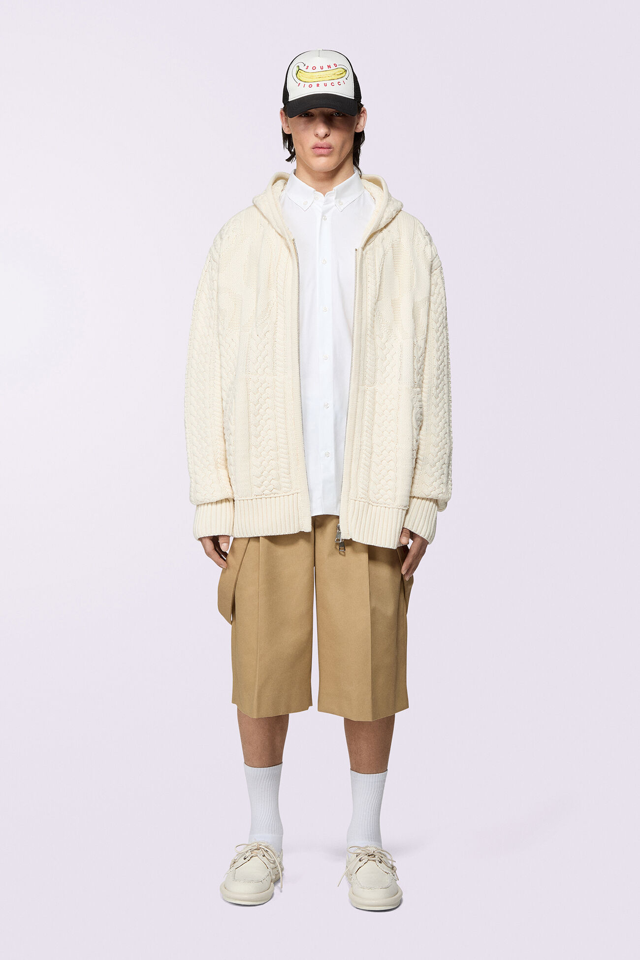 Embroidered Suspender Shorts Beige