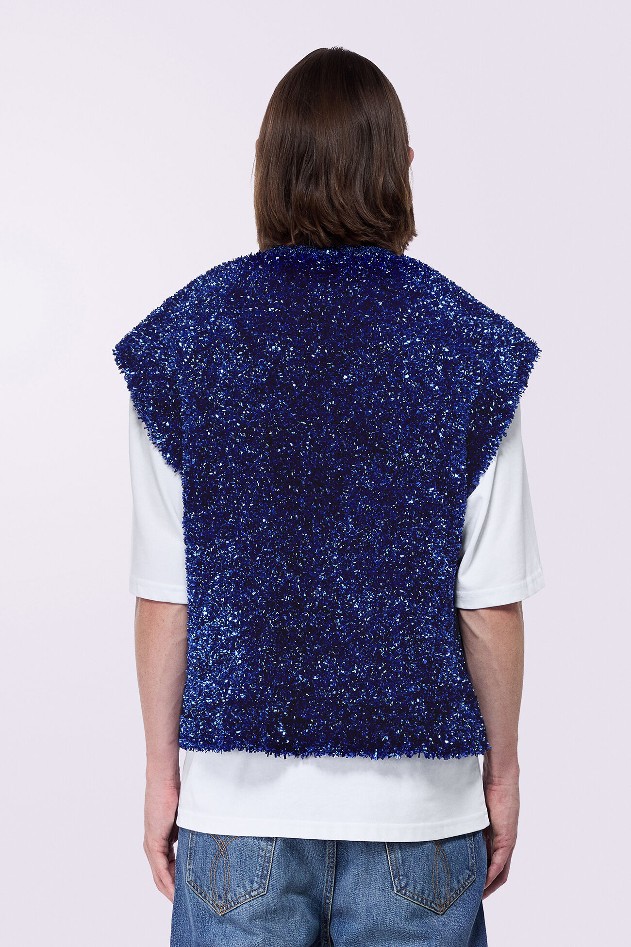 Metallic Knit Vest Blue