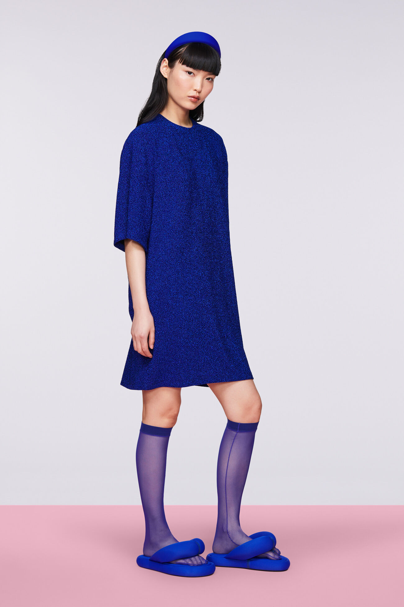 Sparkly Mini T-Dress Blue