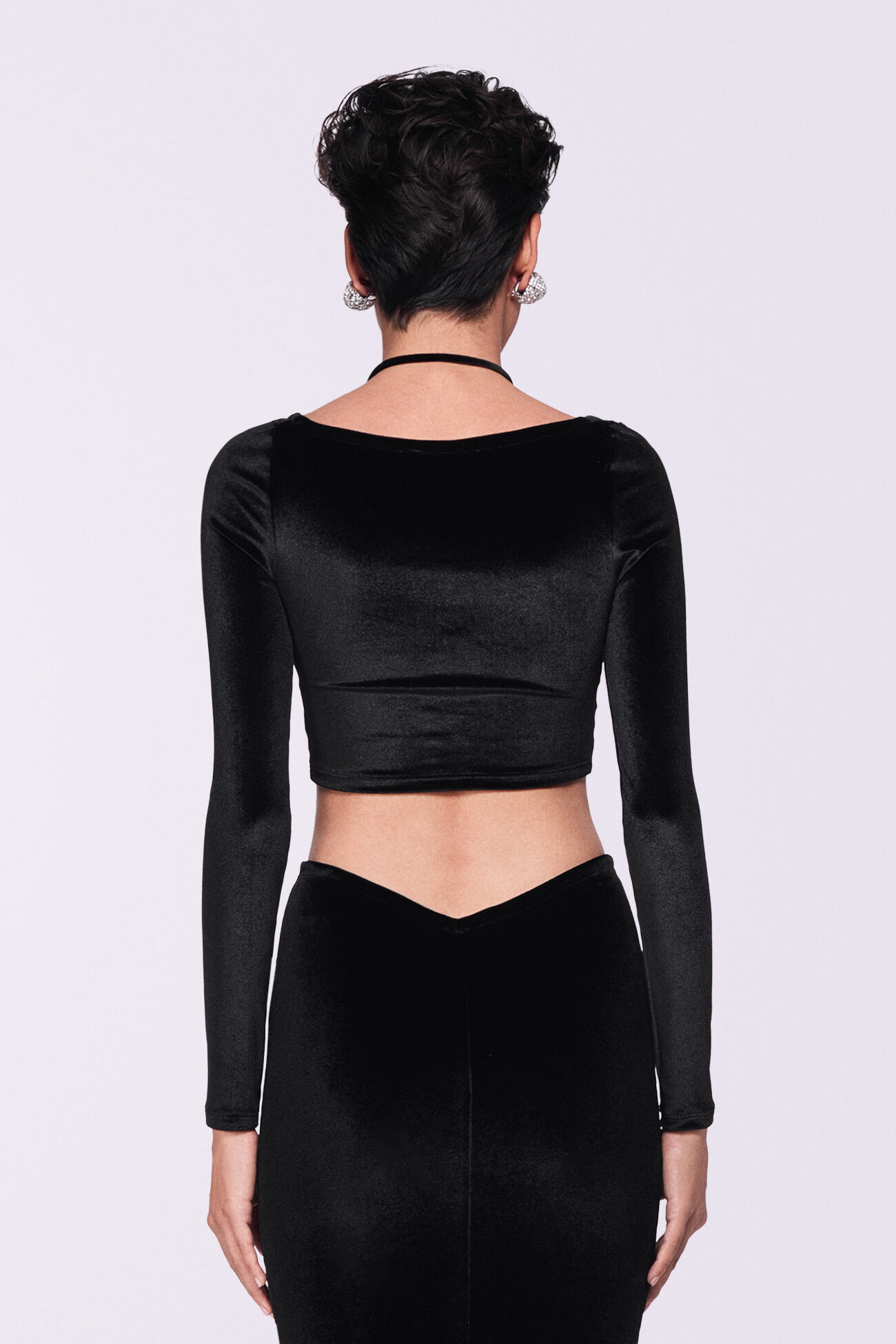 Velour Halter Top Black
