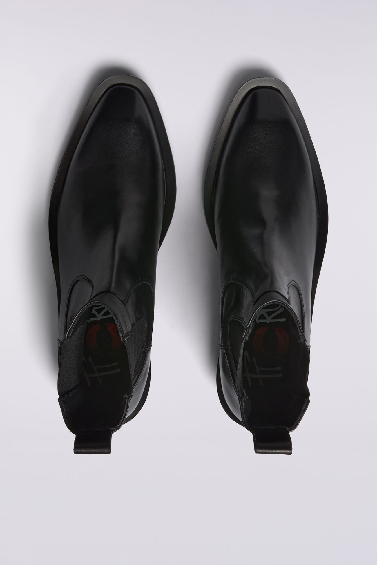 Men's Heart Leather Boots Black