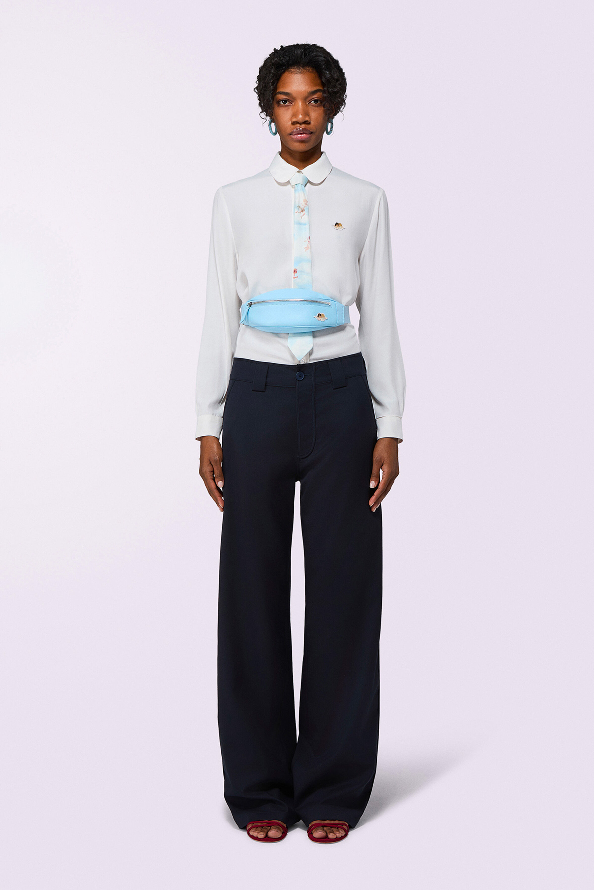 Angels Patch Crepe de Chine Shirt White