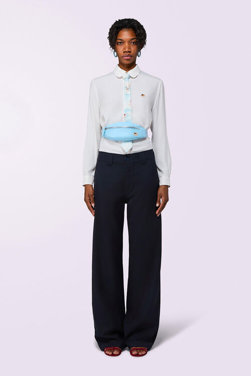 Angels Patch Crepe de Chine Shirt White