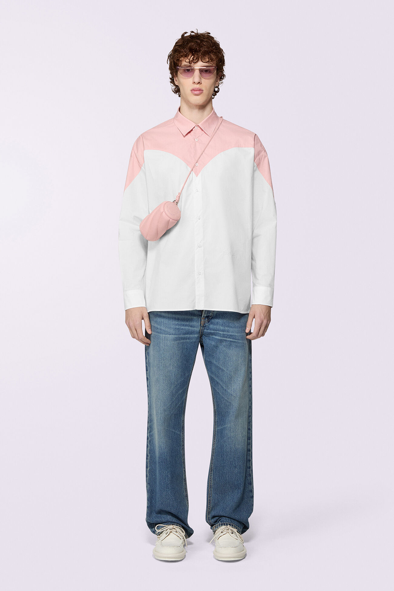 Unisex Embroidered Heart Shirt Pink