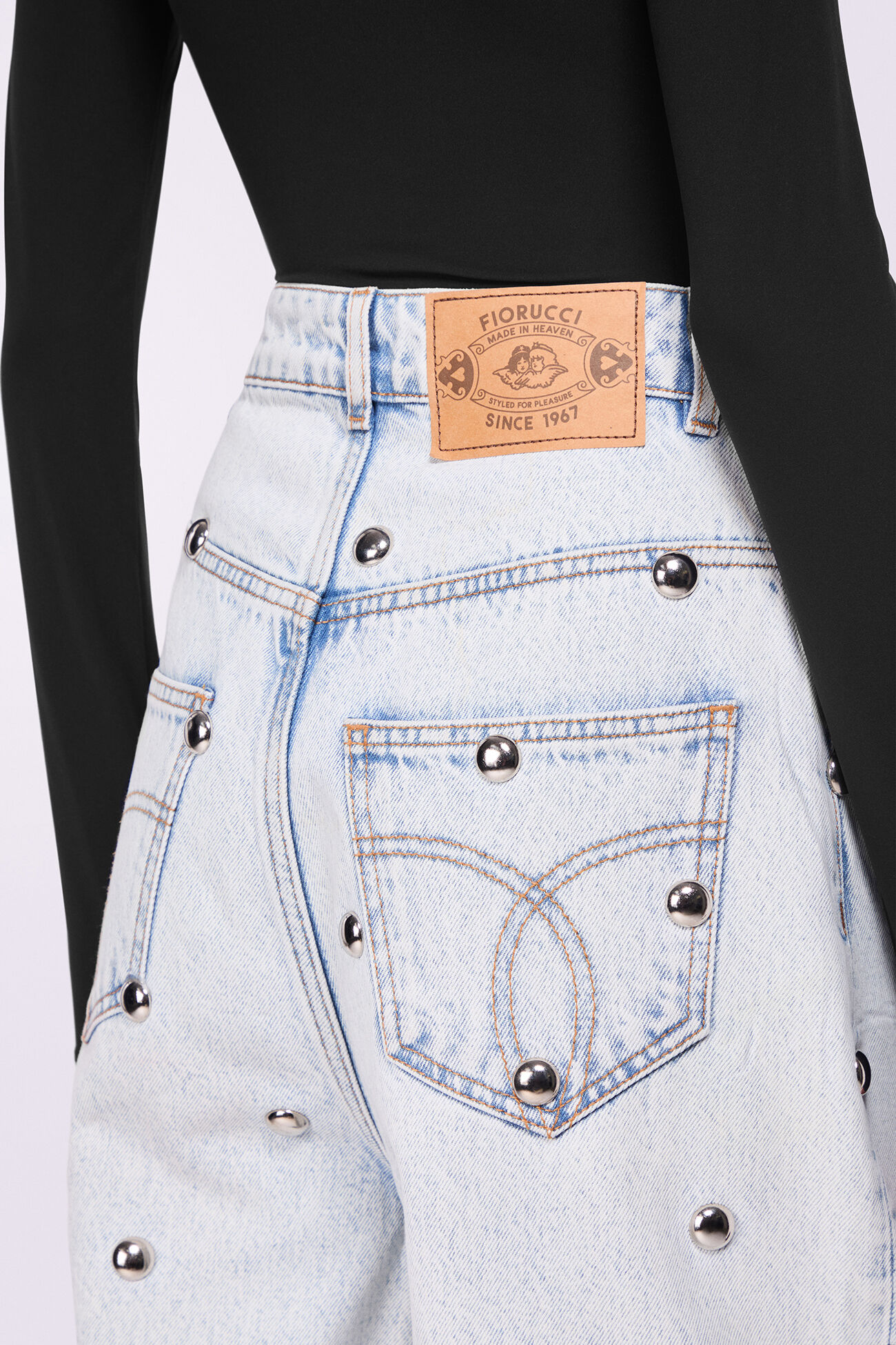 Stud Denim Bermuda Shorts Bleach Blue