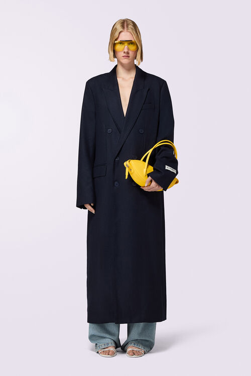 Wool Mix Maxi Coat Navy