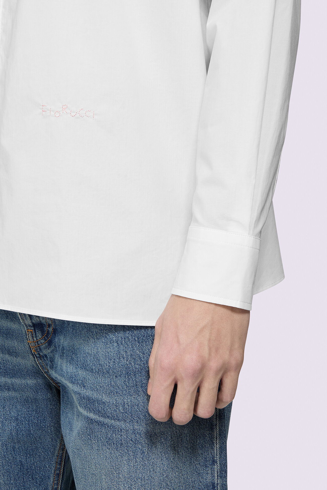 Unisex Embroidered Heart Shirt Pink