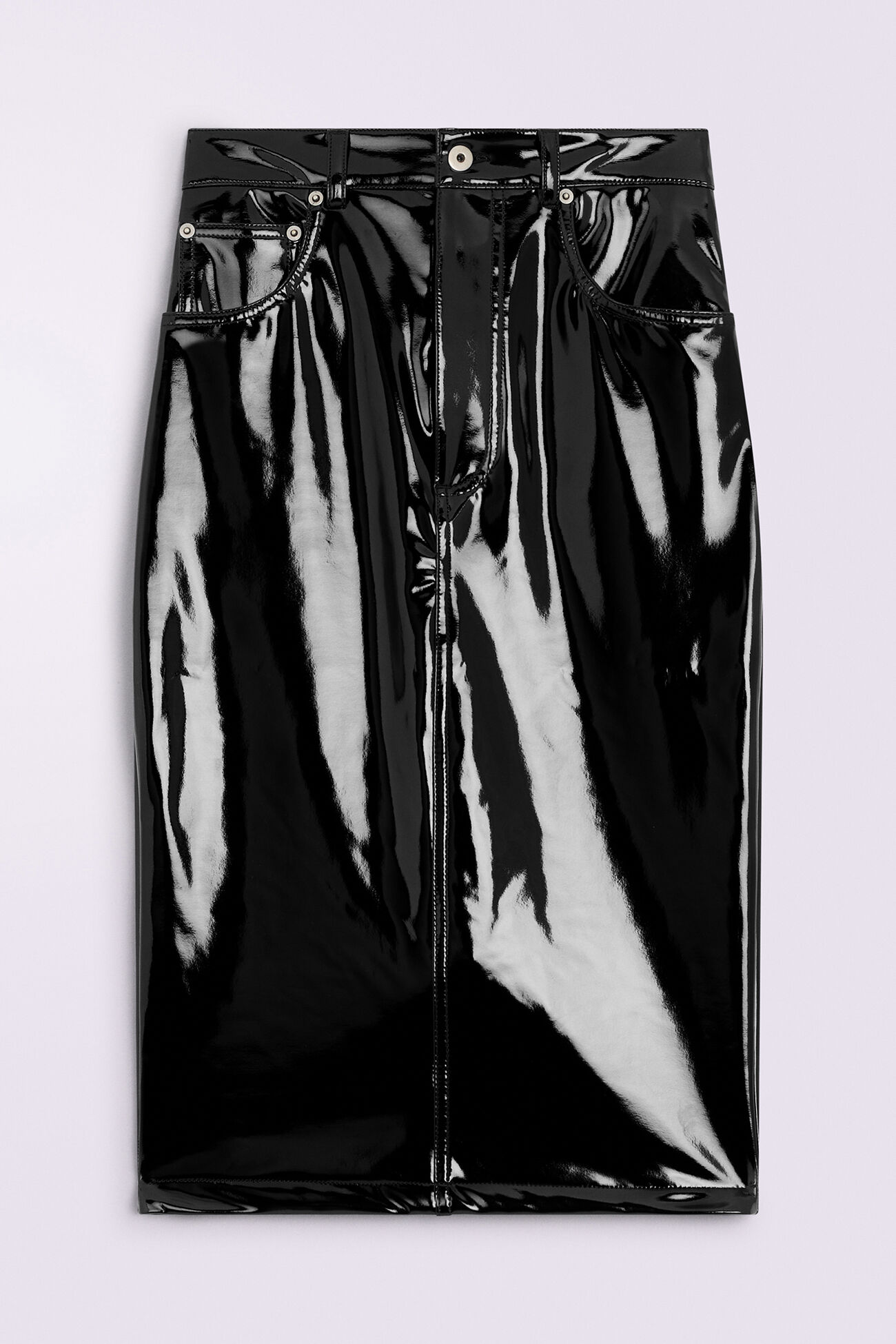 Vinyl Midi Skirt Black