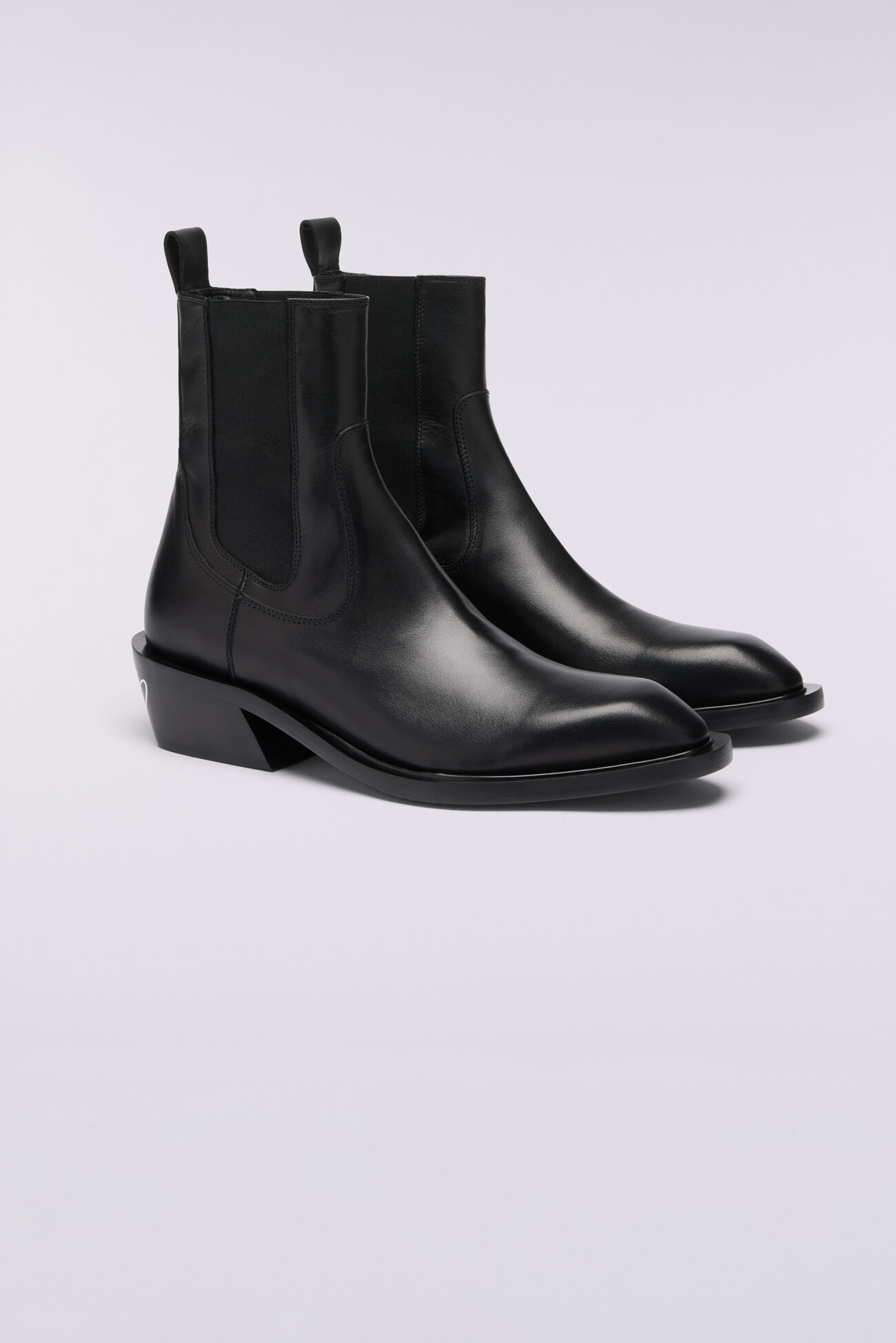 Men's Heart Leather Boots Black
